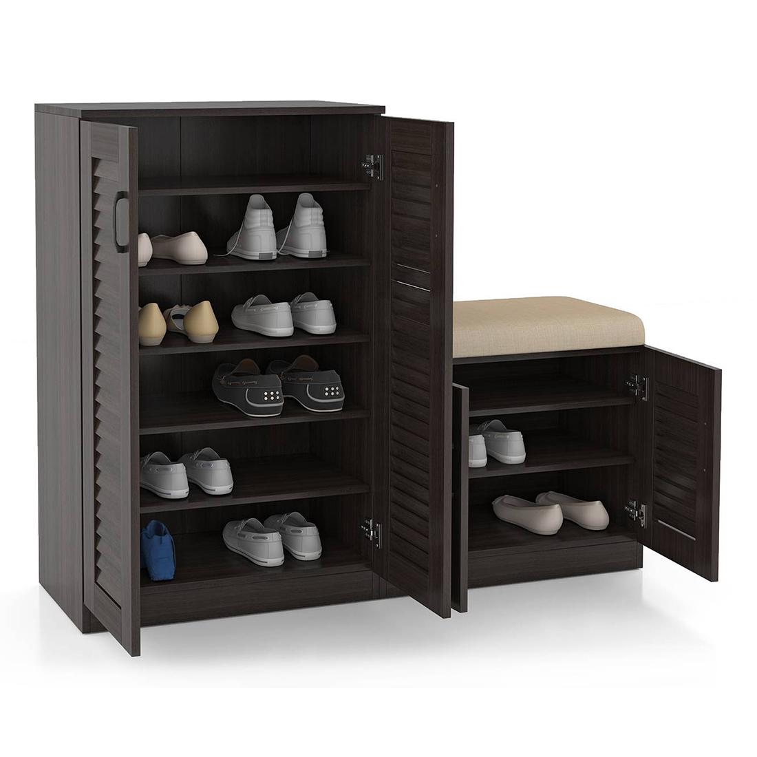 Bennis 25 Pair Shoe Rack in Dark Walnut Finish