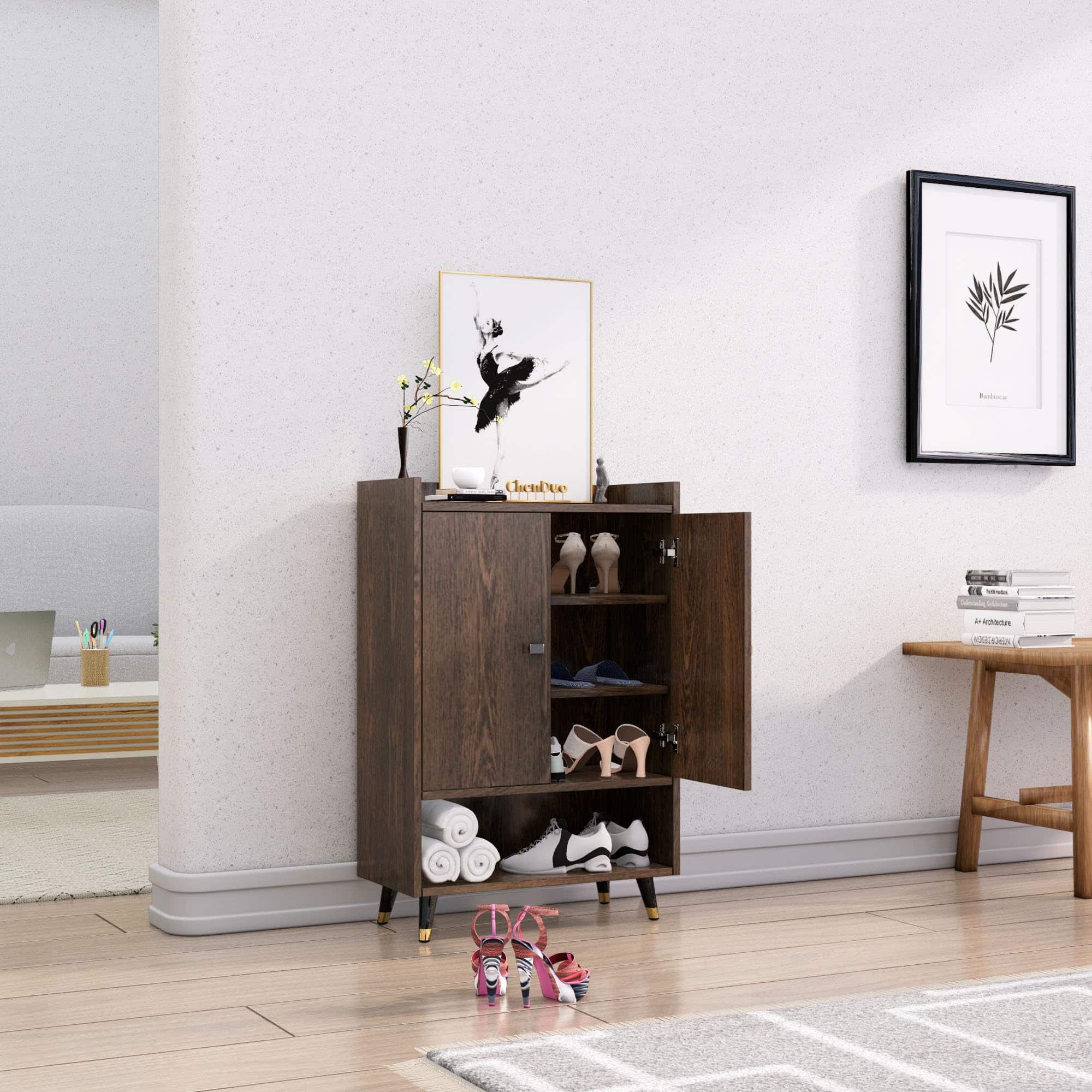 Hexa Red Engineered Wood Shoe Rack in Flower Wenge Colour - HexaRed