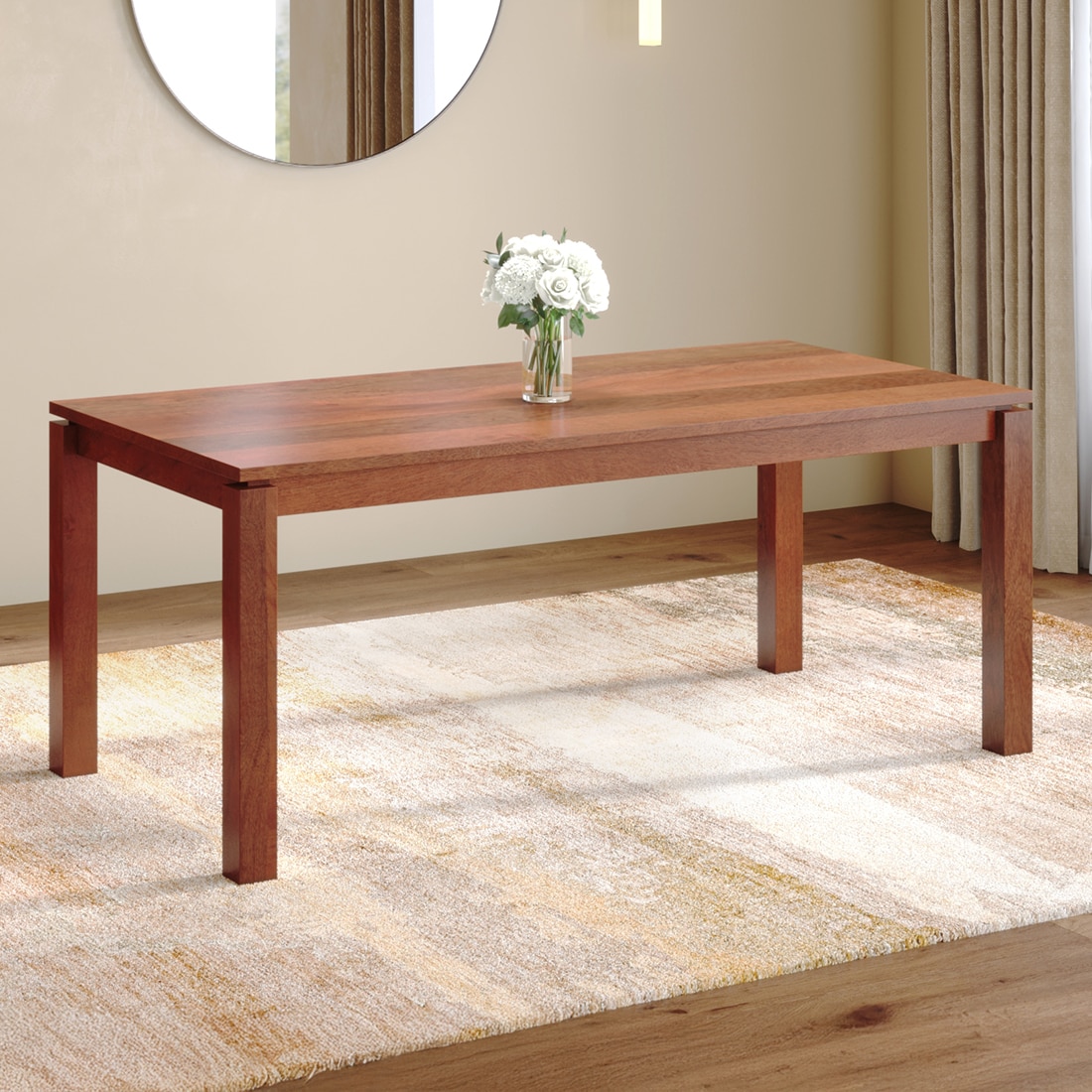Atlas Solid Wood 6 Seater Storage Dining Table In Honey Finish