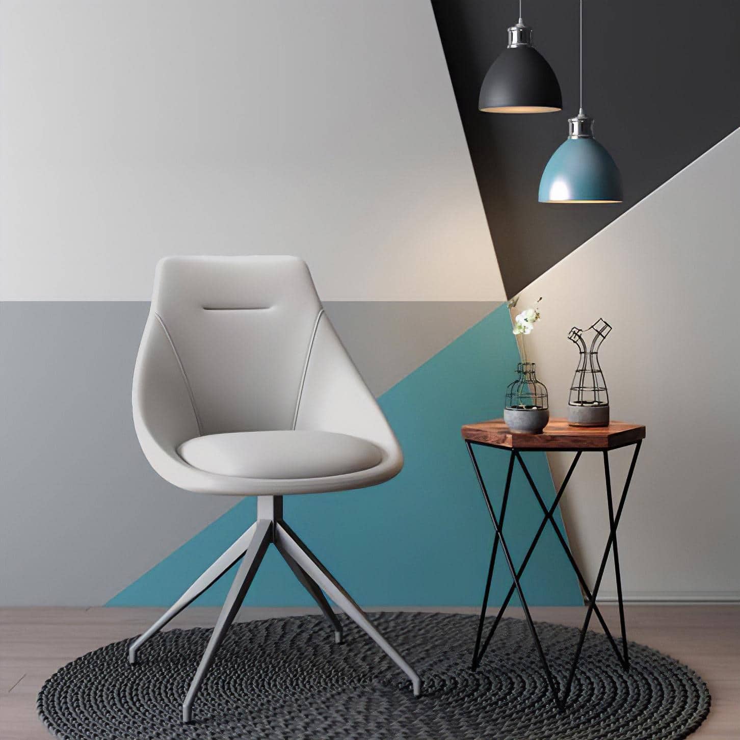 Doris Leatherette Accent Chair in White Colour