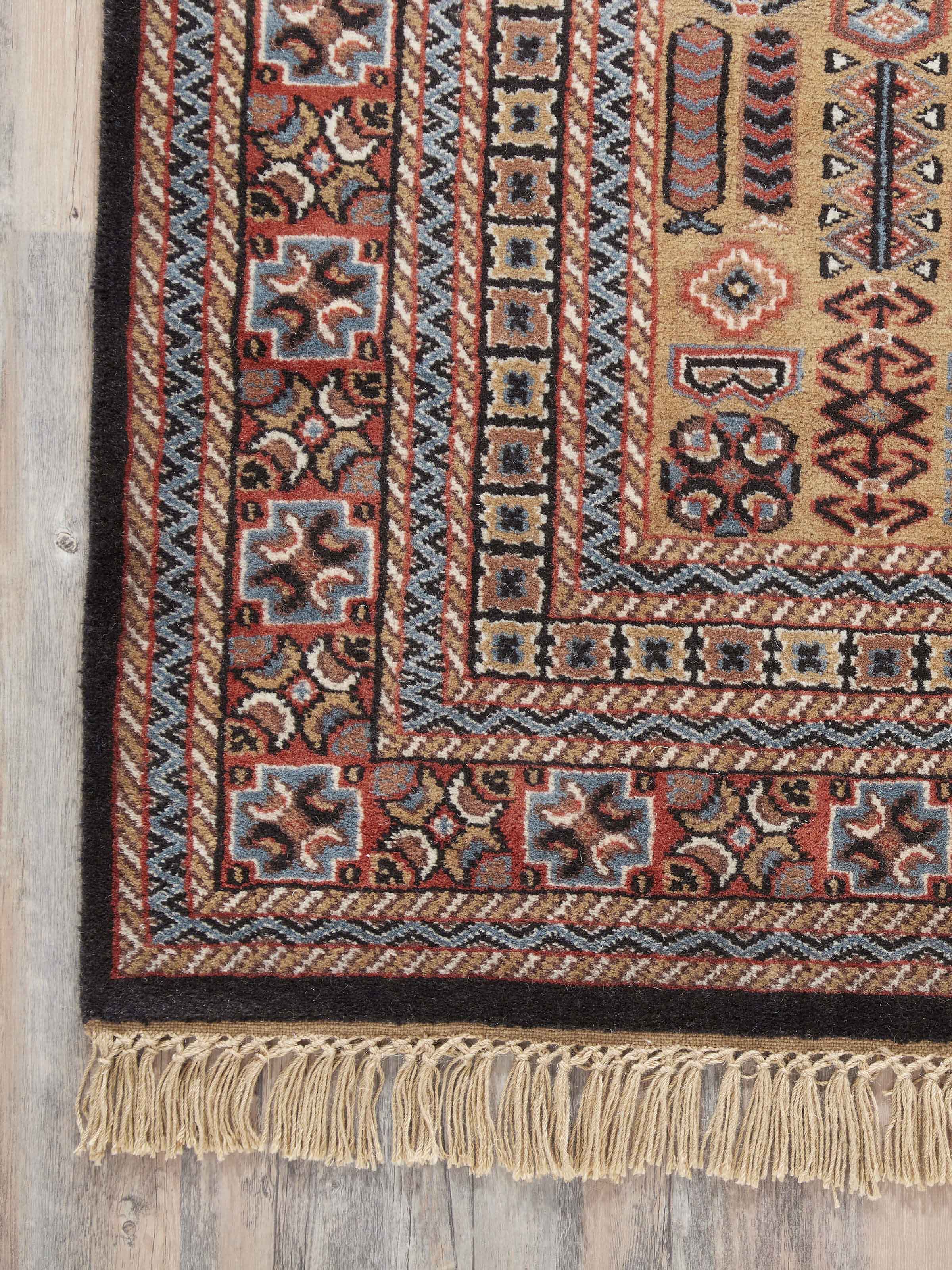 Side perspective emphasizing the rug’s thickness and sturdy finish
