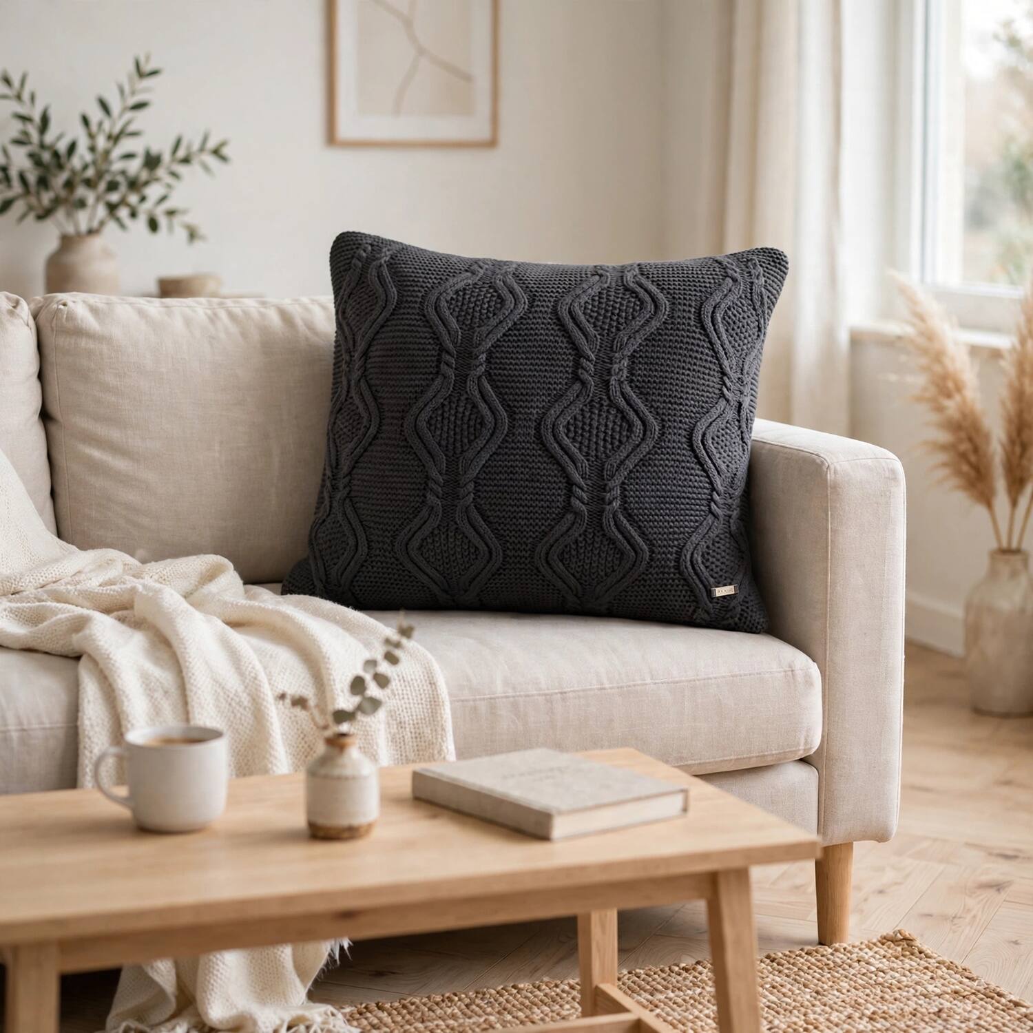 Nile Grey Decorative Cushion Cover 16 x 16 Inches