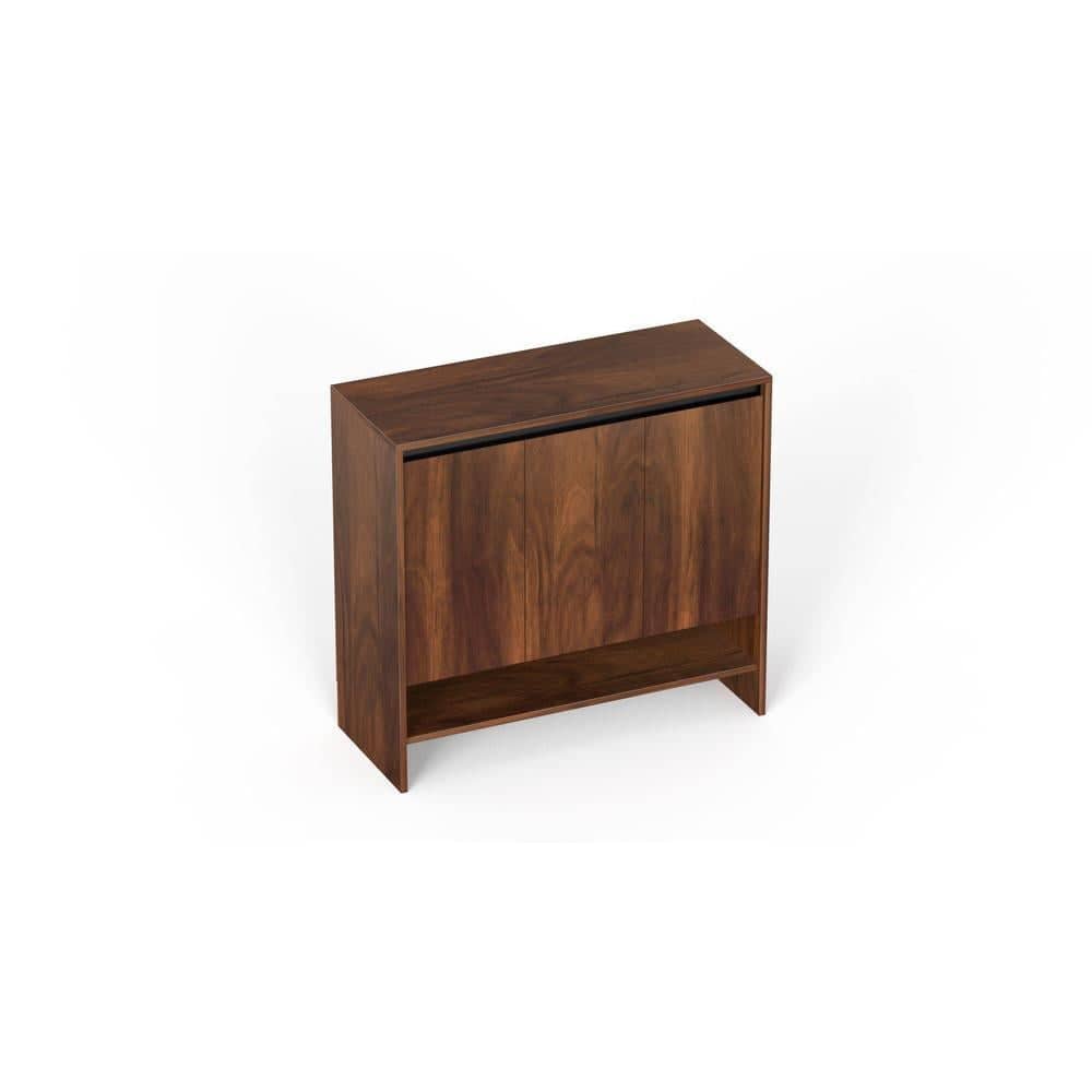 Mavis Engineered Wood 3 Doors Shoe Rack Cabinet Slipper Footwear Stand Organizer with Premium Handleless Design and A Open Shelve, Store Up to 16 Pairs for Living Room Home (Brown Maple)