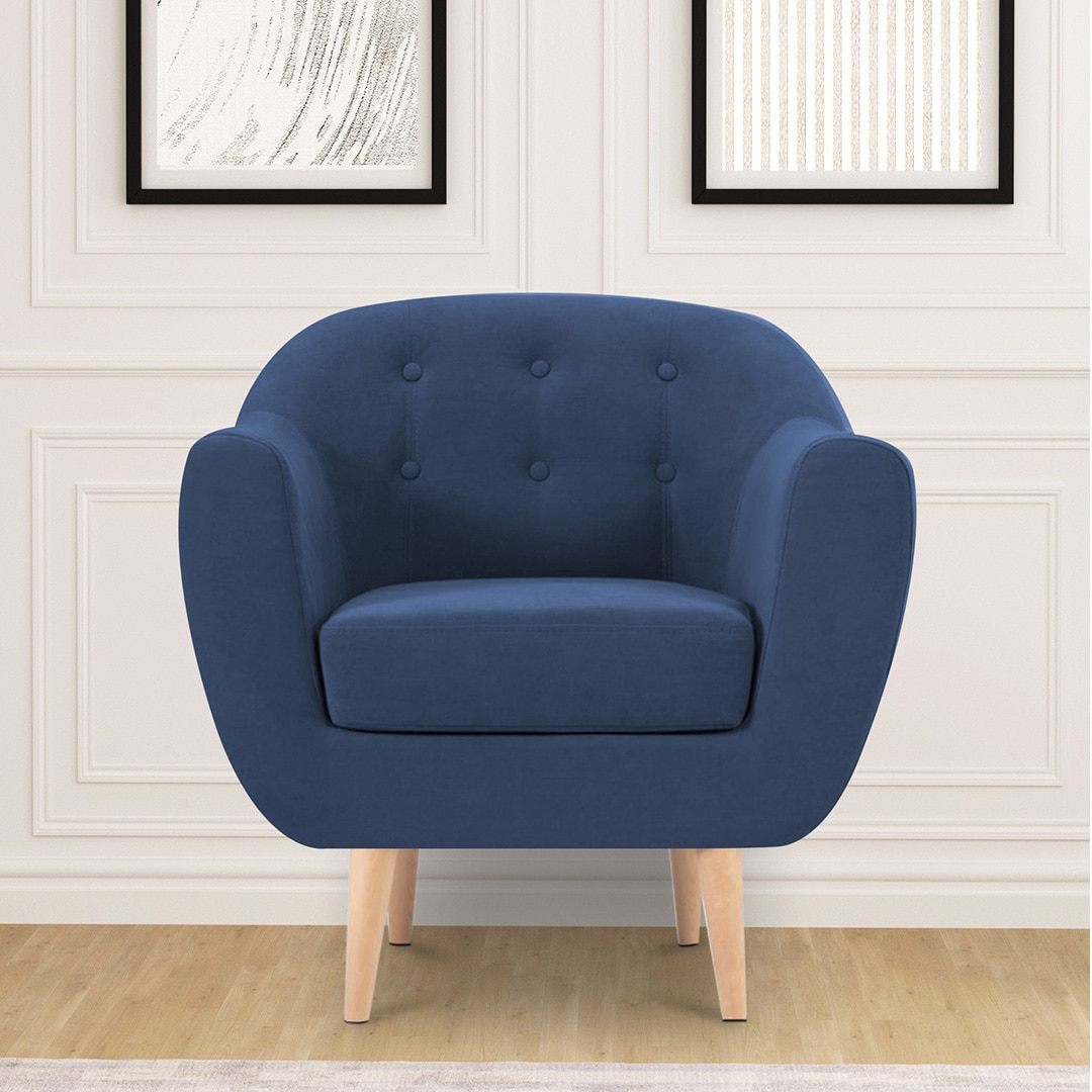 Colam Velvet 1 Seater Sofa in Navy Blue Colour - Ikro Lifestyle