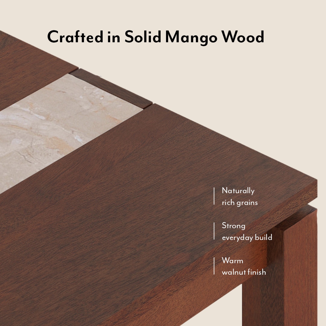 Atlas Crest Storage Solid Wood 4 Seater Dining Table With Ludo Dining Chairs