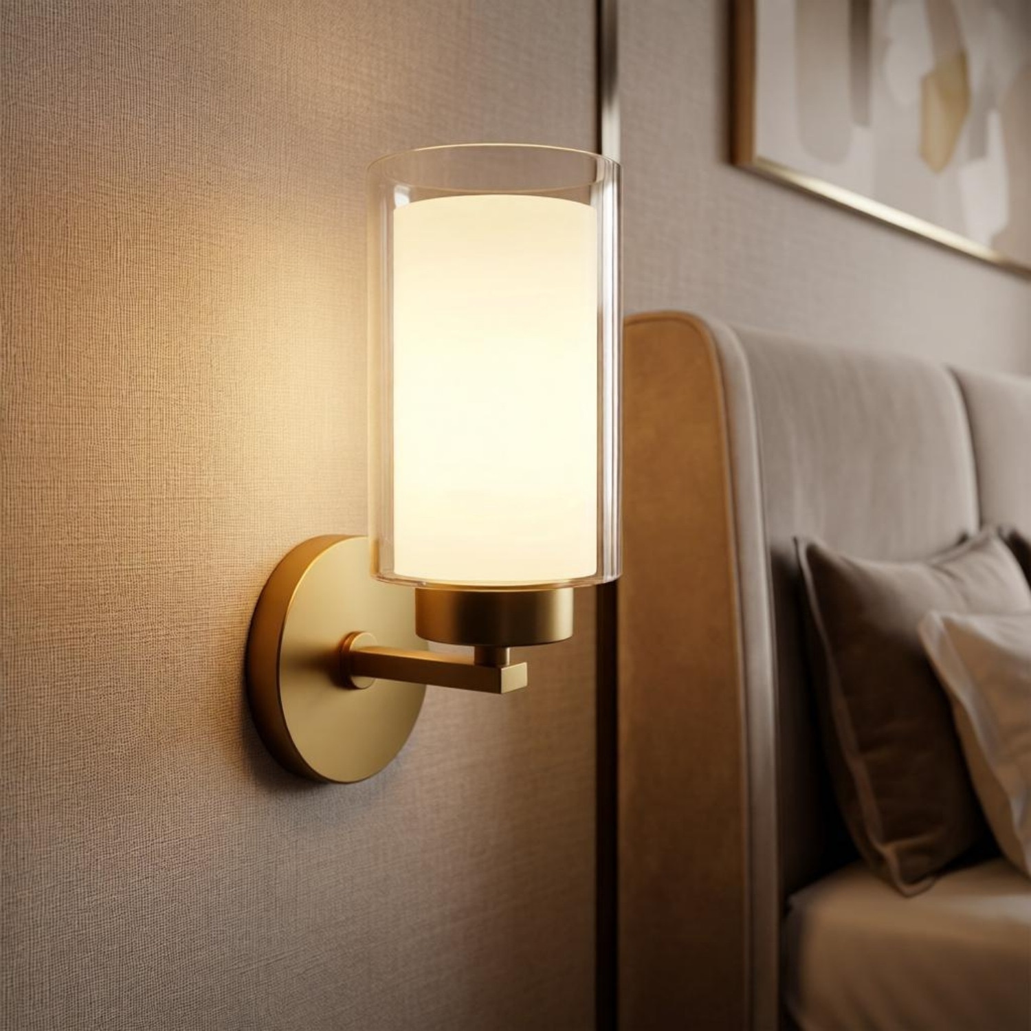 Eliante Modern Wall Lights Mild Steel & Glass Material Antique Gold & Champaign Finish
