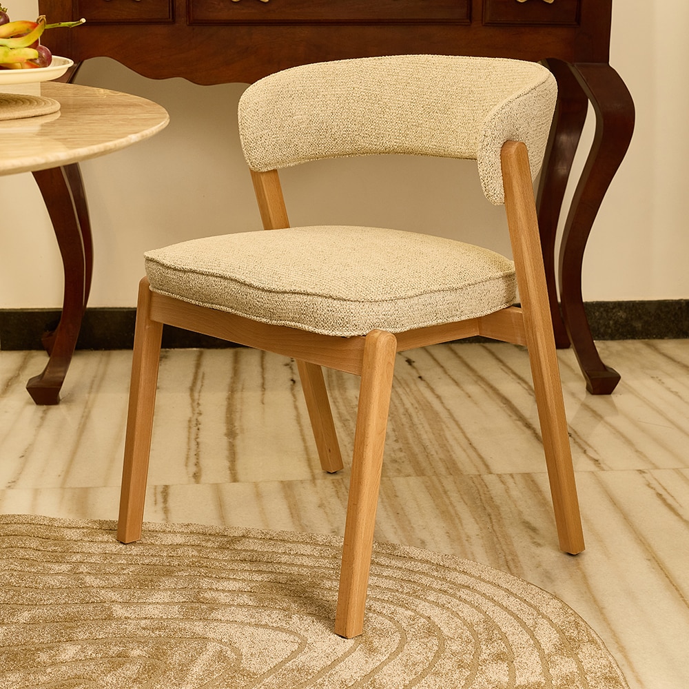 Harbor Solid Wood Dining Chair in Beige Colour - Living Shape