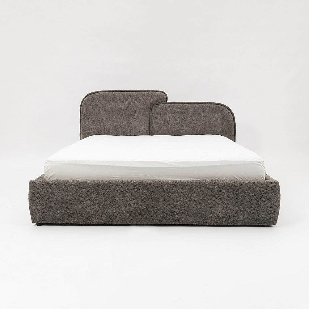 Cloud Engineered Wood Double  Size Bed Without Storage (Grey Colour) - Living Shape