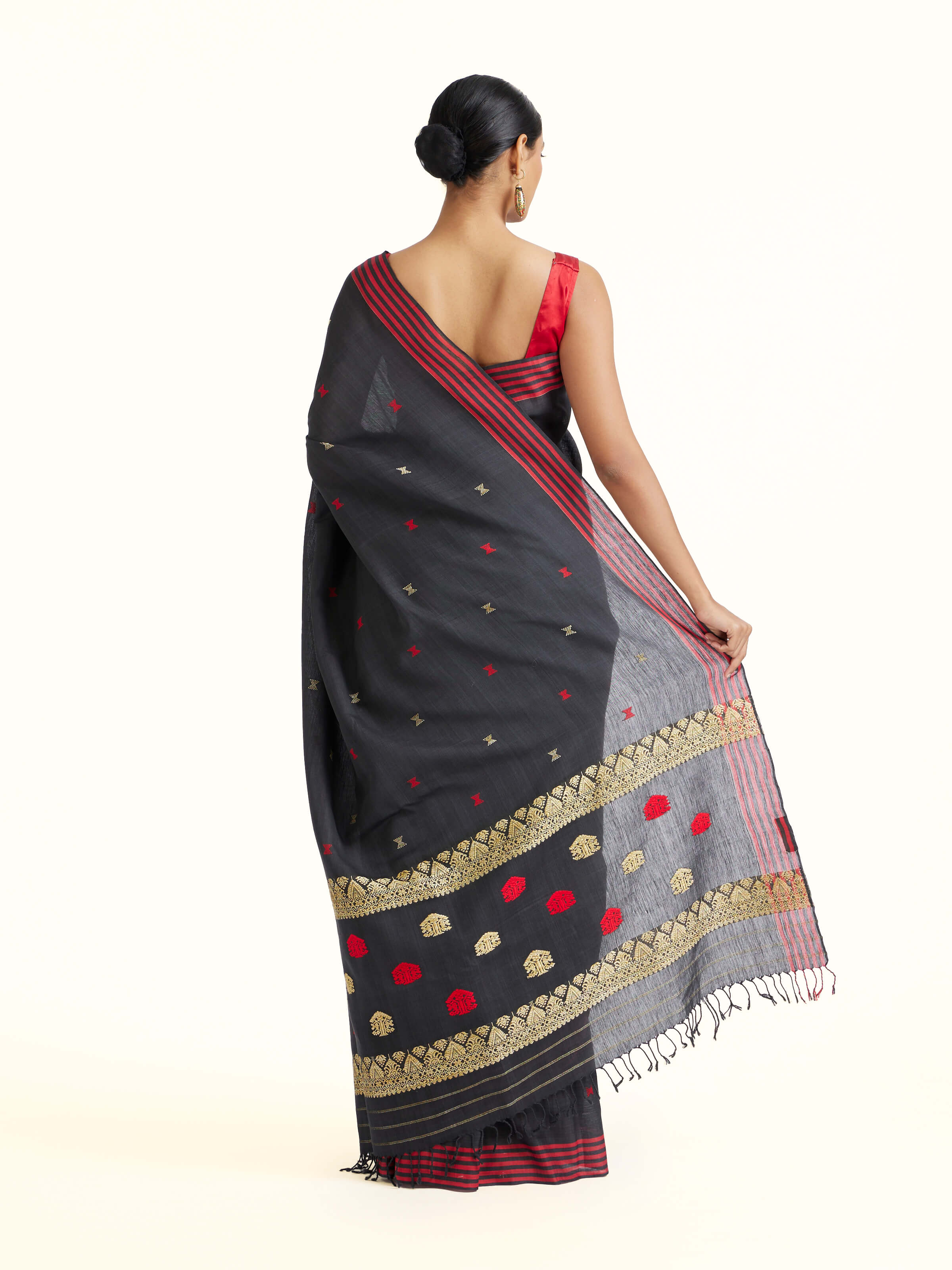 Black Cotton Silk Saree