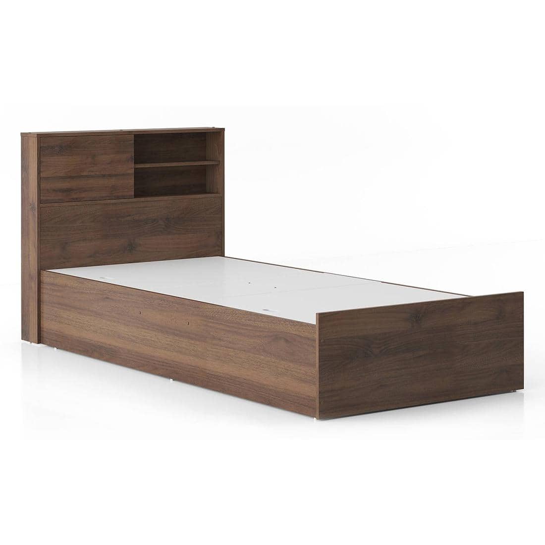 Amy Engineered Wood Single Size Box Storage Bed In Classic Walnut Finish
