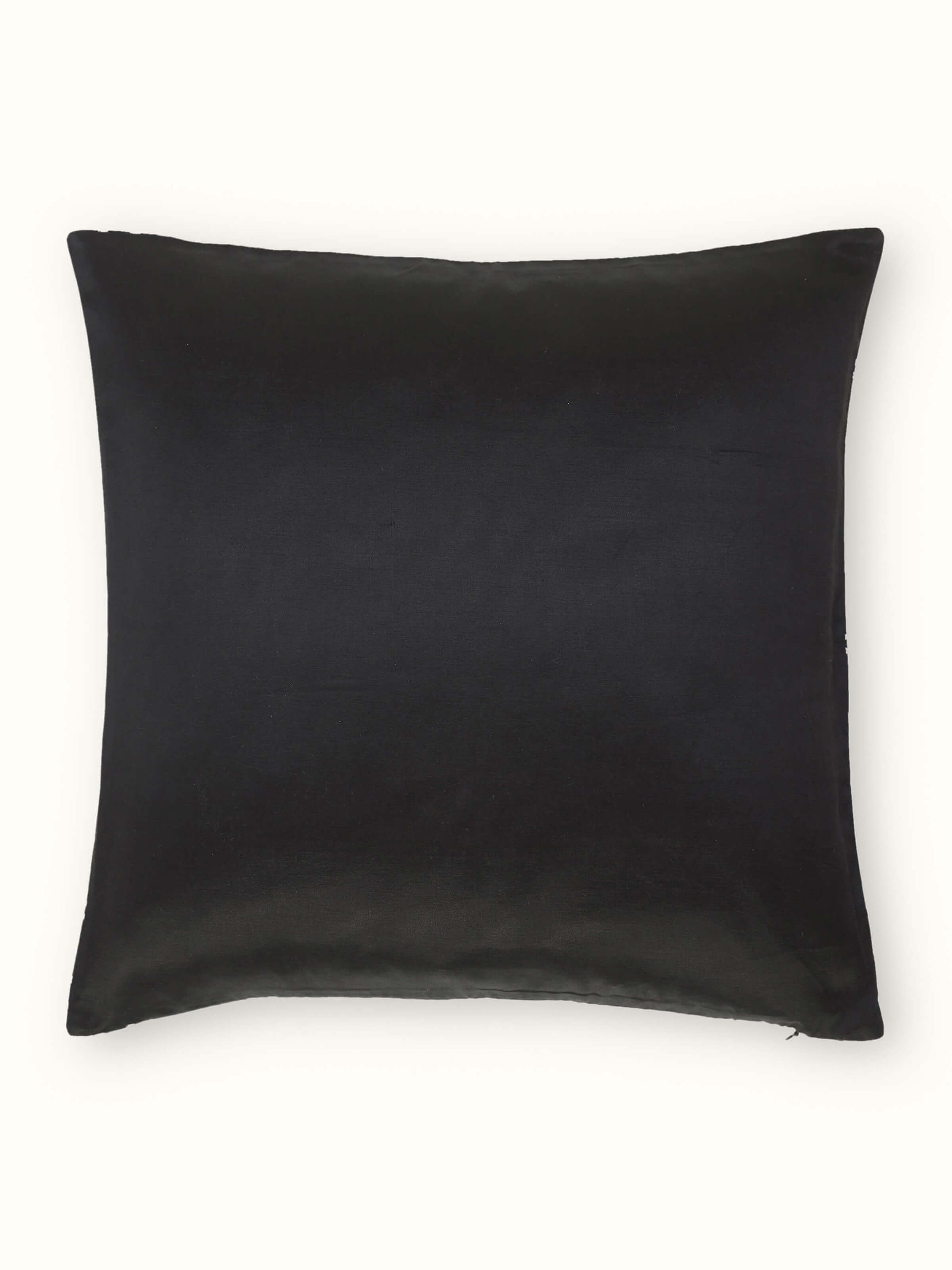 Rambagh Black Checks Cotton Blend Sanganeri Hand Block Printed Cushion Cover