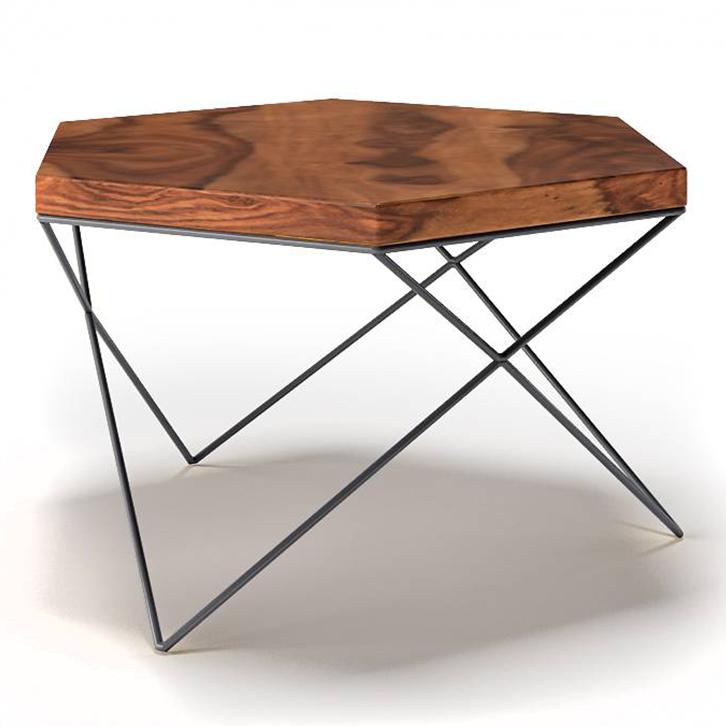 Dyson Abstract Metal Coffee Table In Teak Finish