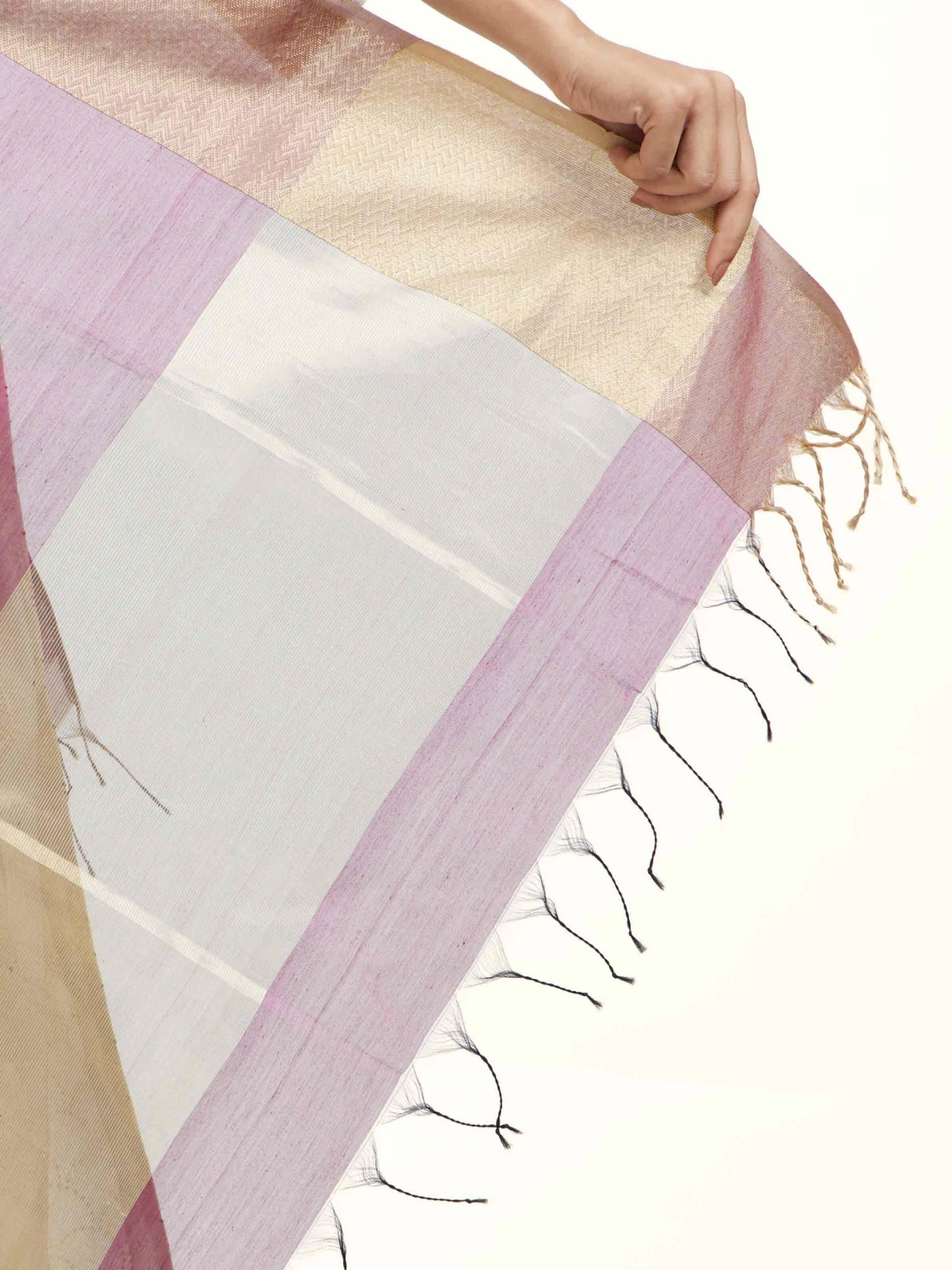 Pink Cotton Silk Maheshwari Handloom Dupatta