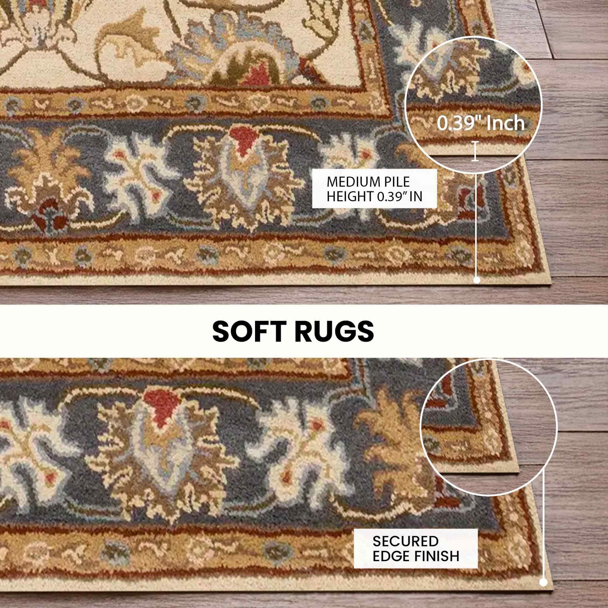 White Floral Wool 8x11 Carpet