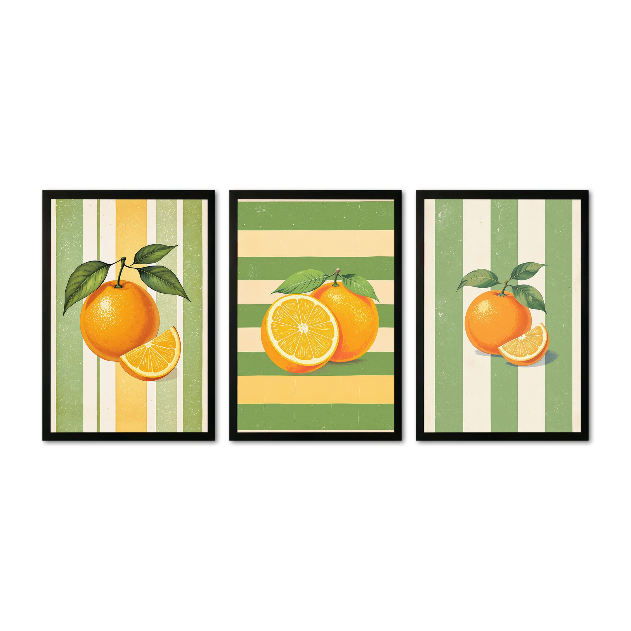 The Castle Decor Orange Fruit Kitchen Wall Art Set of 3 8x12 Inch - The Castle Decor