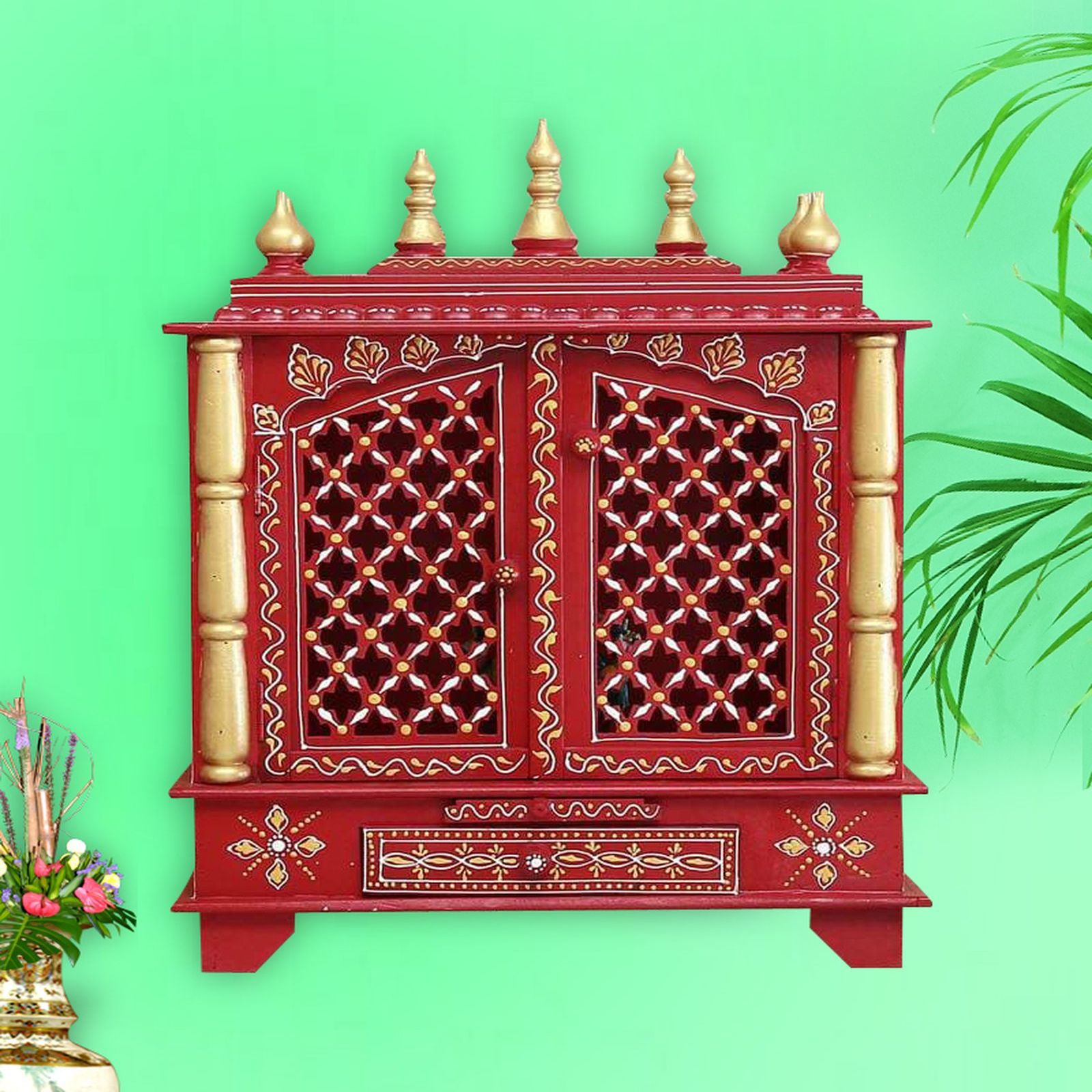 D'Dass Sheesham and Mdf Wooden Home Temple For Pooja Mandir For Home - D'DASS