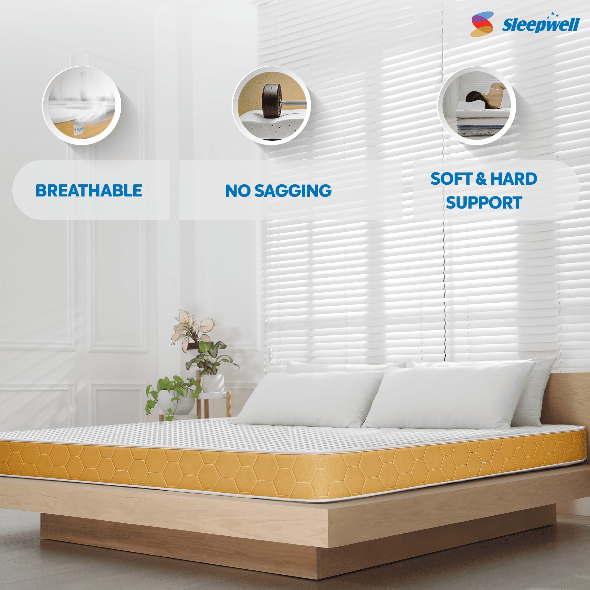 Sleepwell Dual Resitec Foam Medium Firm Single Size Mattress (Thickness: 4 Inches, Dimensions: 78 X 36 Inches)
