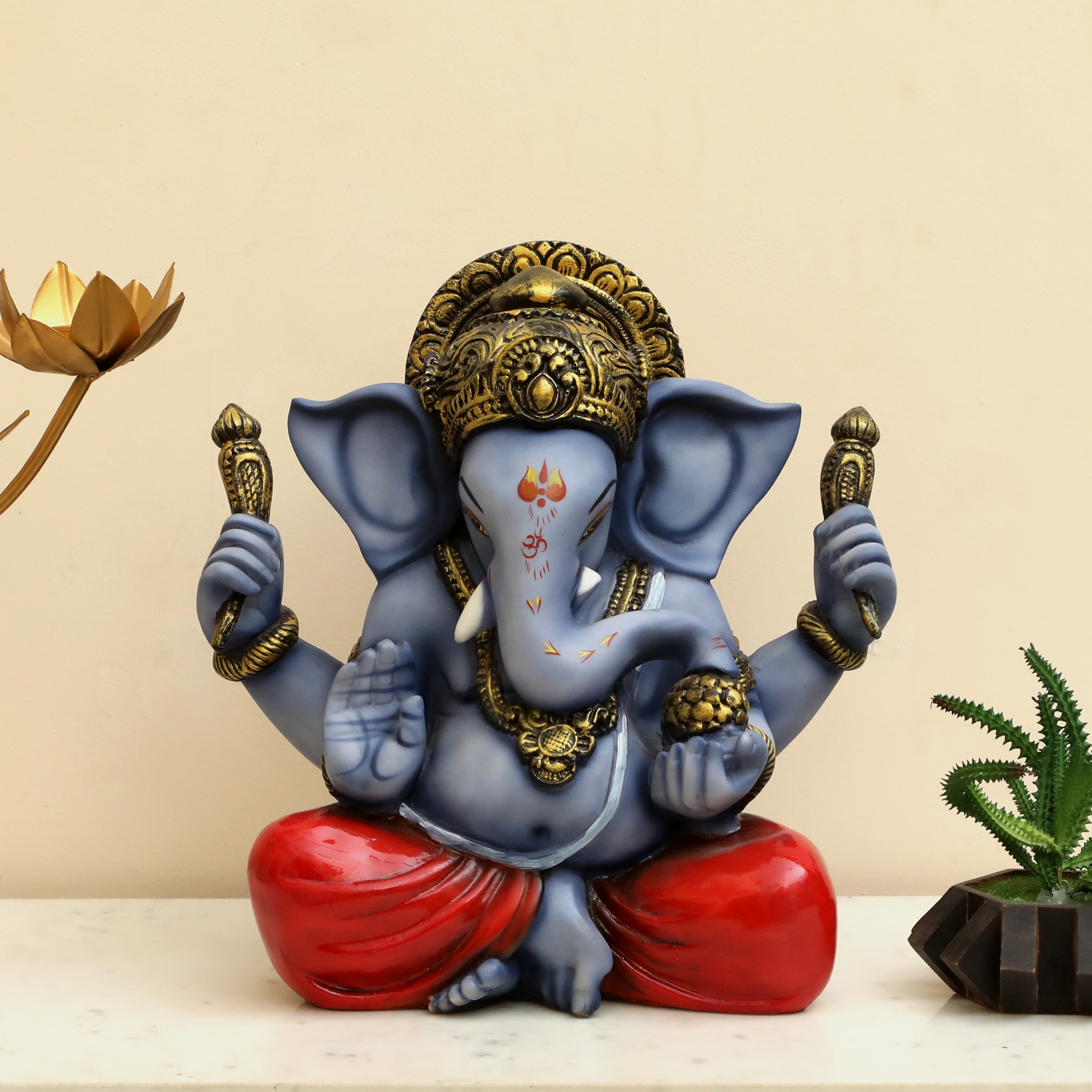 Ganpati Polyresin  Figurine in Blue Colour