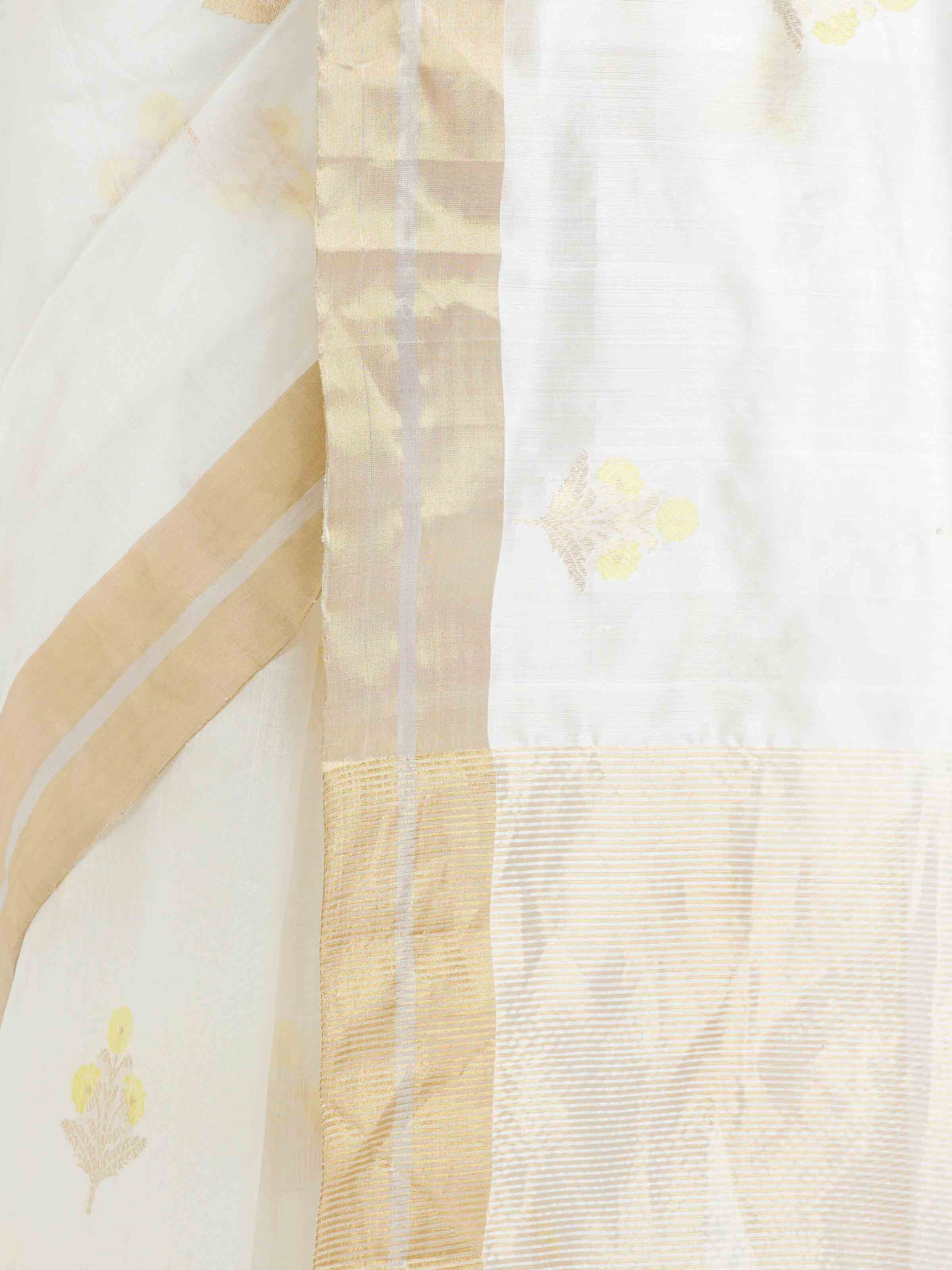 Off white Chanderi Handloom Donaliya Saree