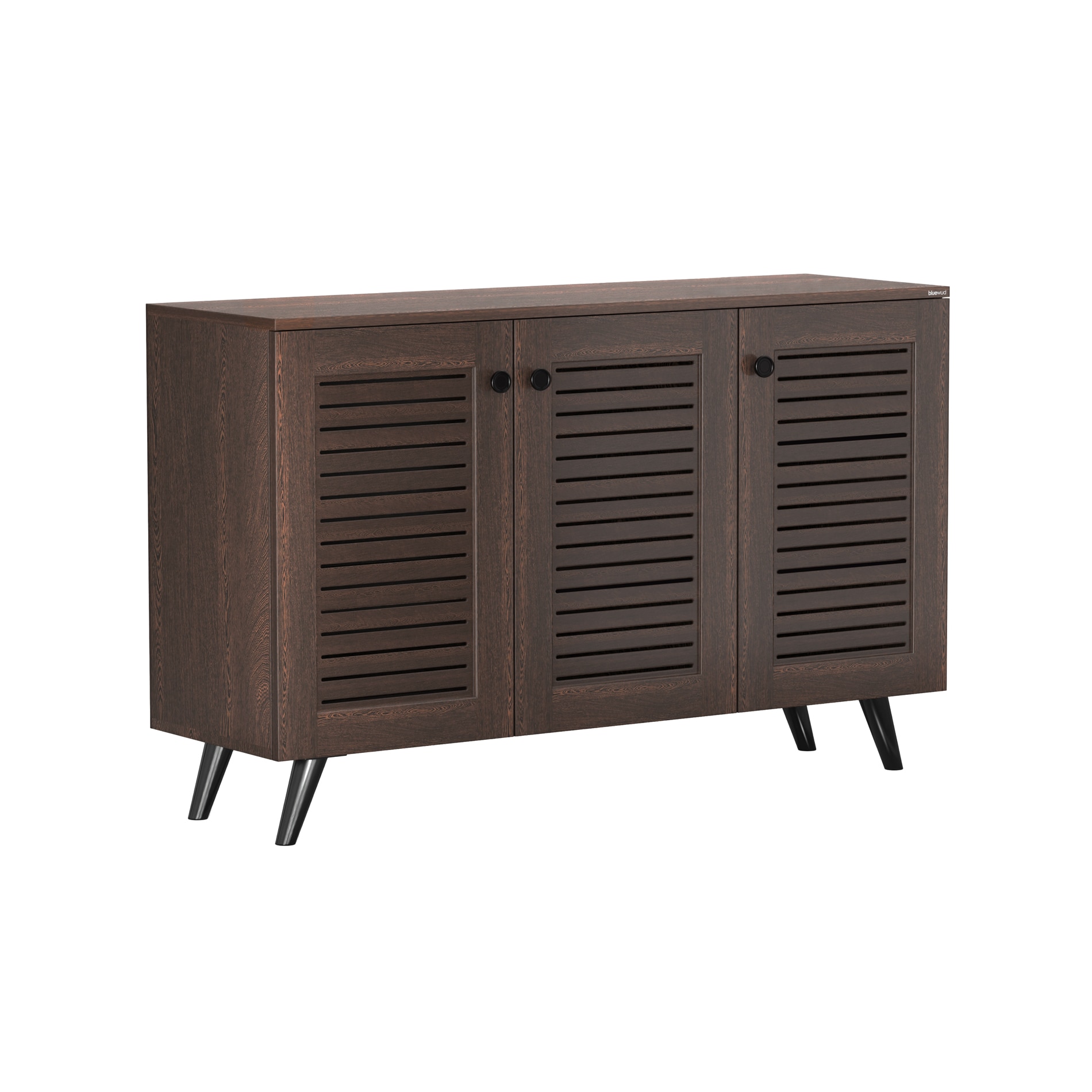 BLUEWUD Carlem Engineered Wood 3 Doors Shoe Rack Cabinet Slipper Footwear Stand Organizer with Drawer can Store Up to 16 Pairs for Hall Living Room Home Furniture (Wenge)