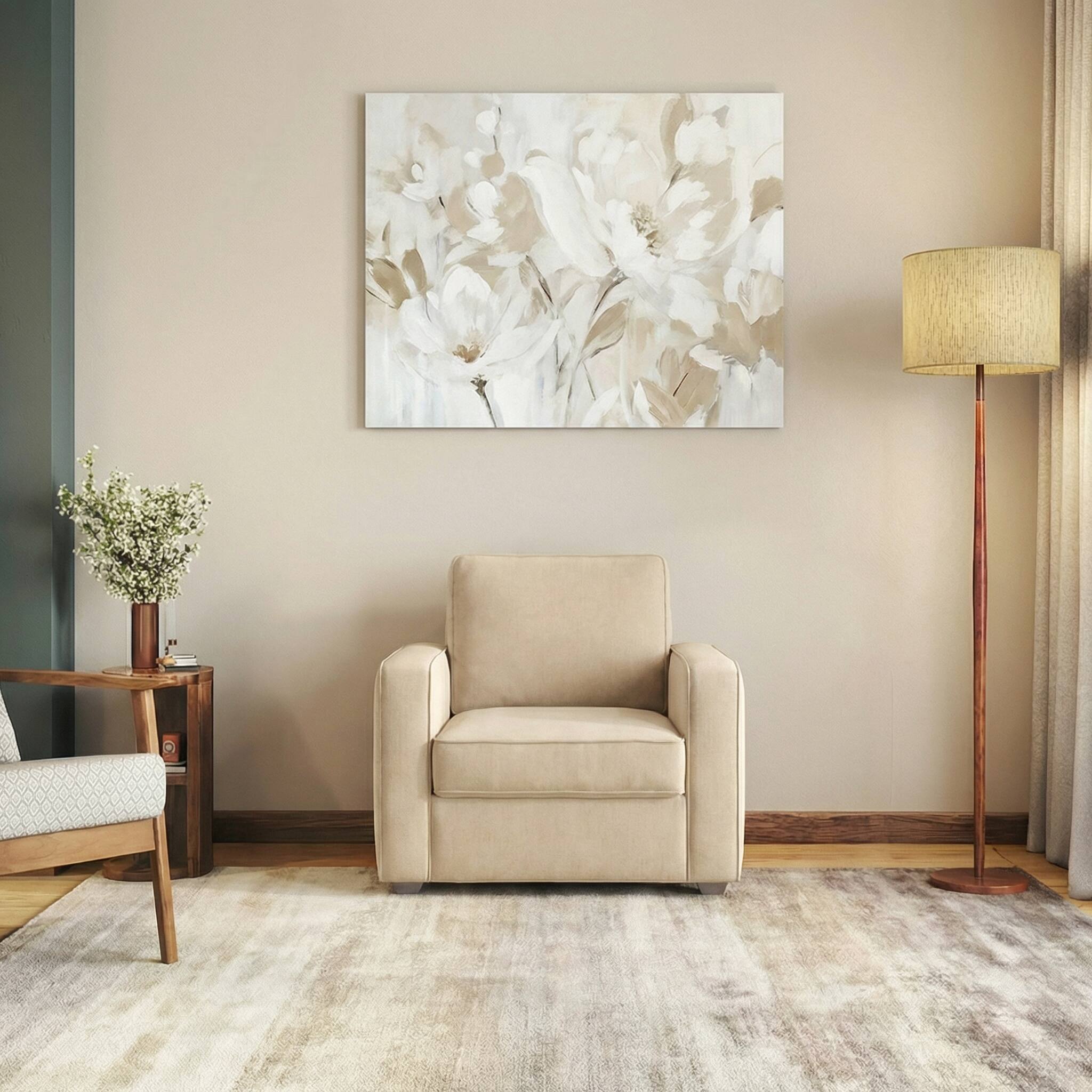 Apollo Compact High Back 1 Seater Fabric Sofa in Pearl Colour - Urban Ladder