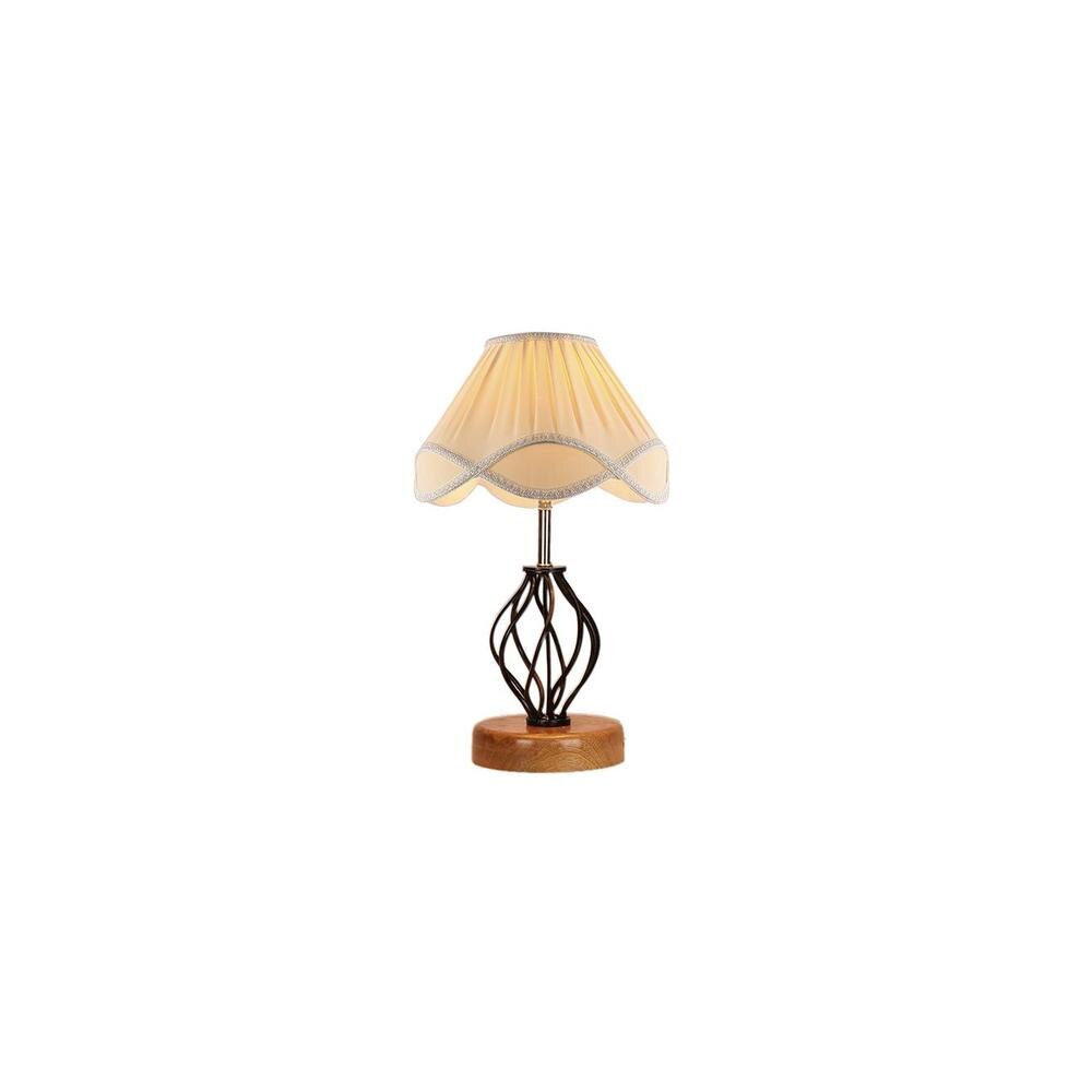 Evangeline Vintage off-white Shade Table lamp with Wood & Iron Base