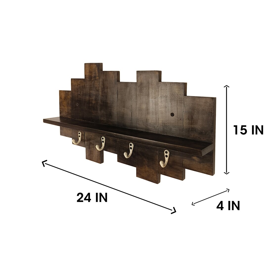 Glencroft Wooden Wall Shelf Organiser With Key Holders