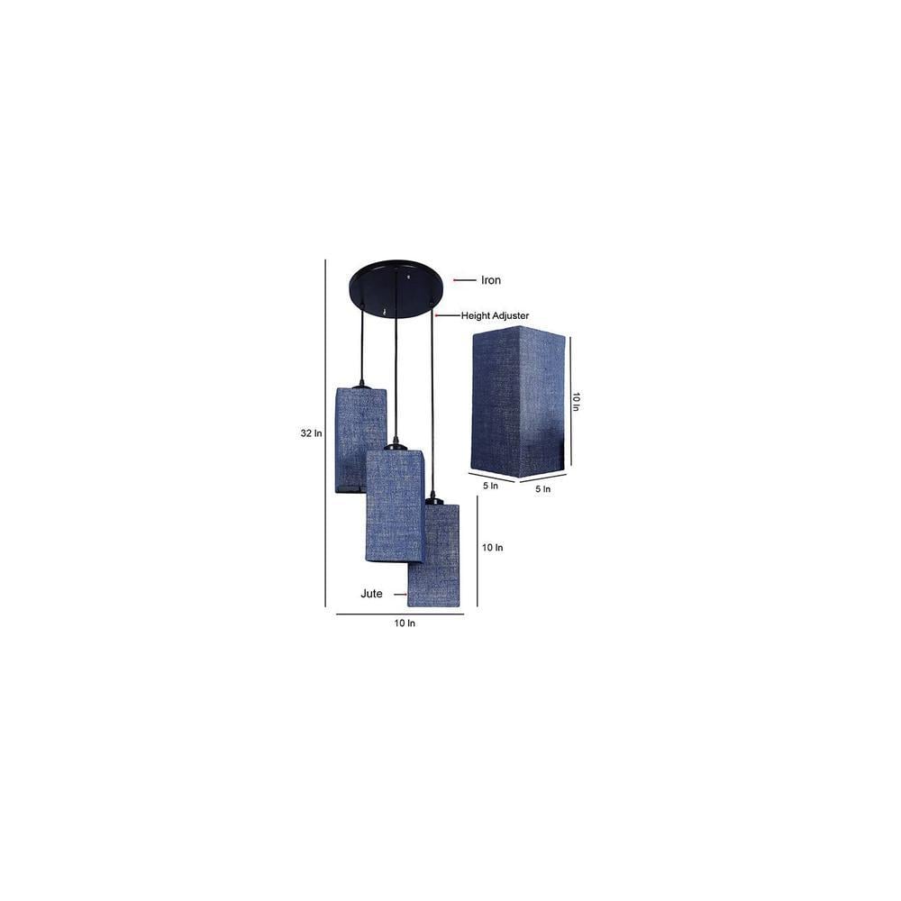 Kaison Blue Natural Fiber Cluster Hanging Light