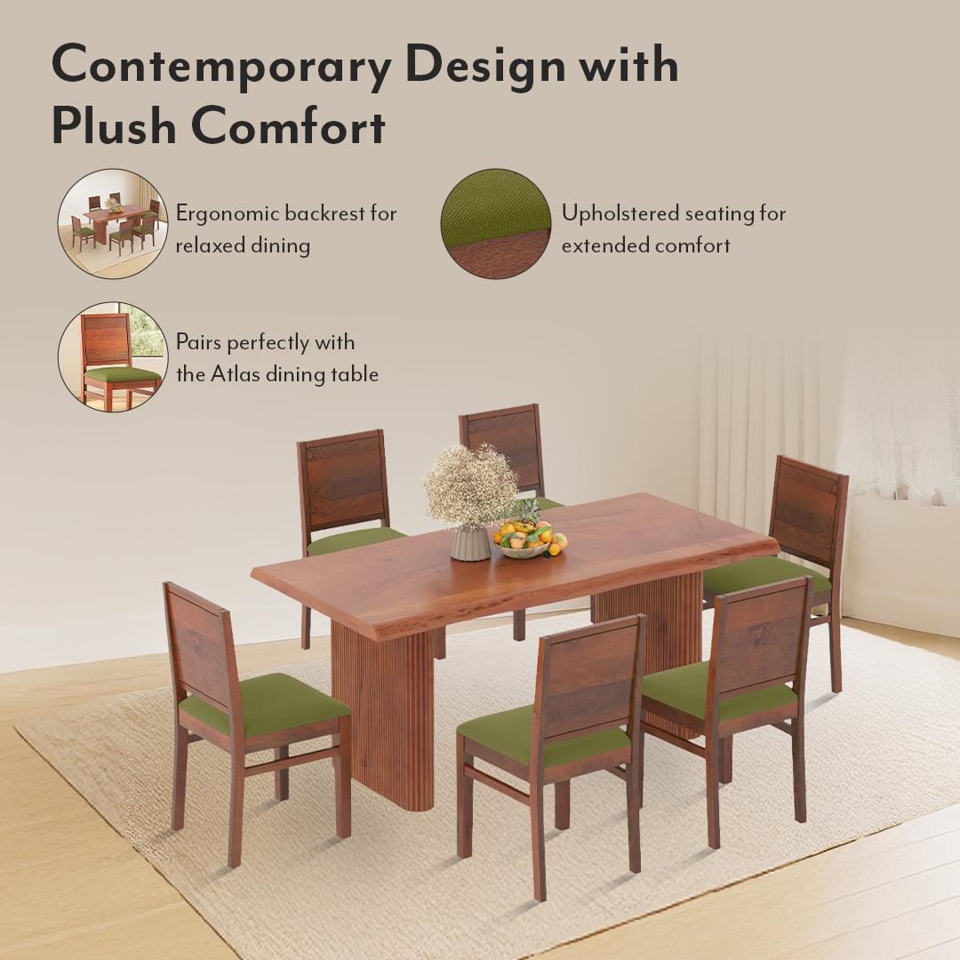 Atlas Dining Chairs Set Of 2 Finish Honey Colour Avocado Green