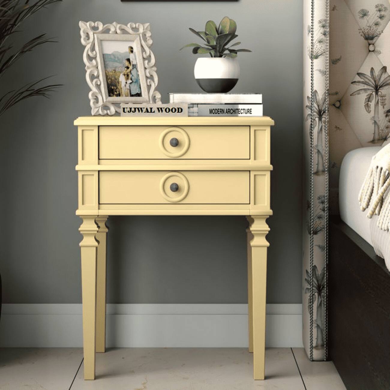 Maze Mango Wood Side and End Table in Yellow Finish