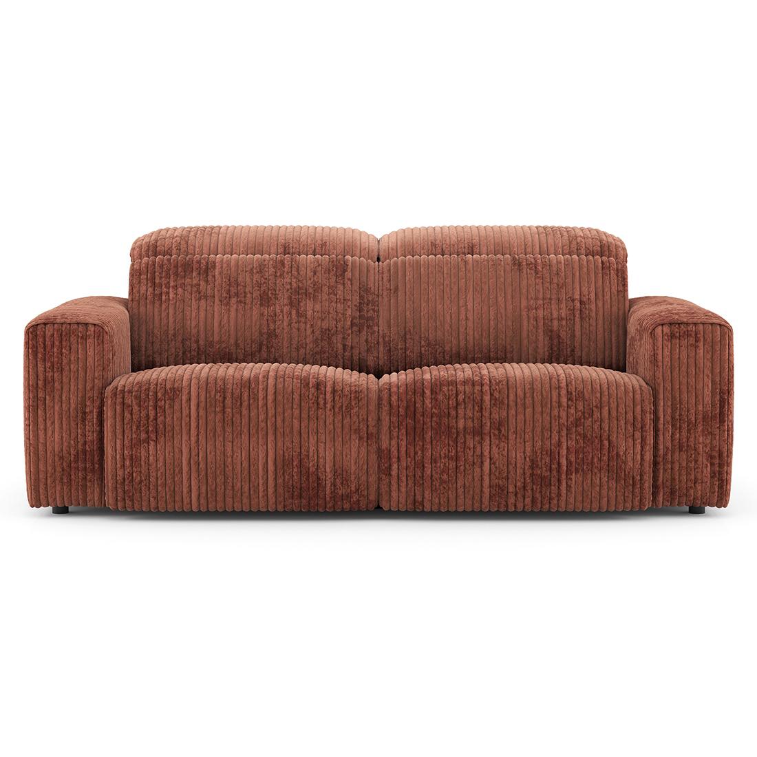Gretta 3 Seater Fabric Sofa With Adjustable Headrest In Deep Russet