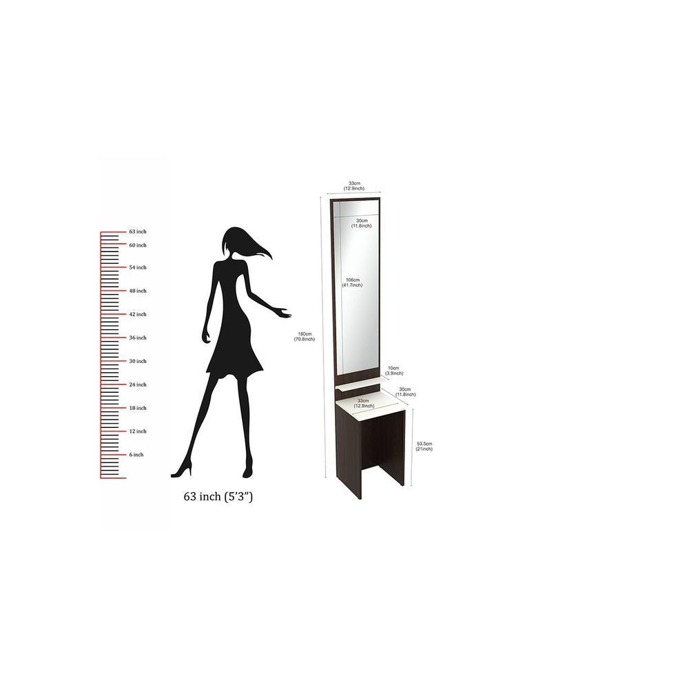 Alesti Engineered Wood Slim Dressing Table Full Length Mirror with Utility Shelf (Wenge & White)