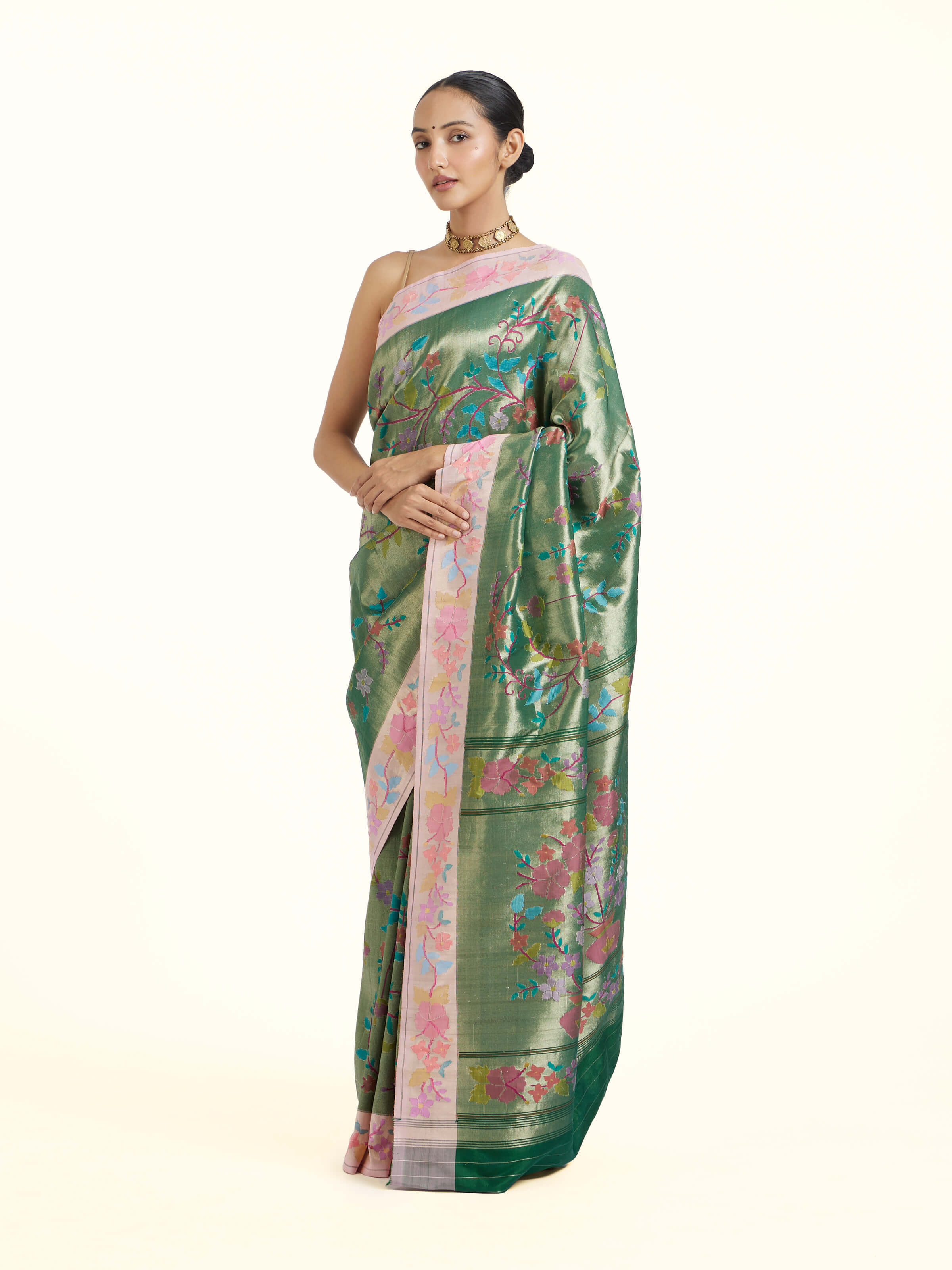 Green Mulberry Silk Paithani Handloom Saree