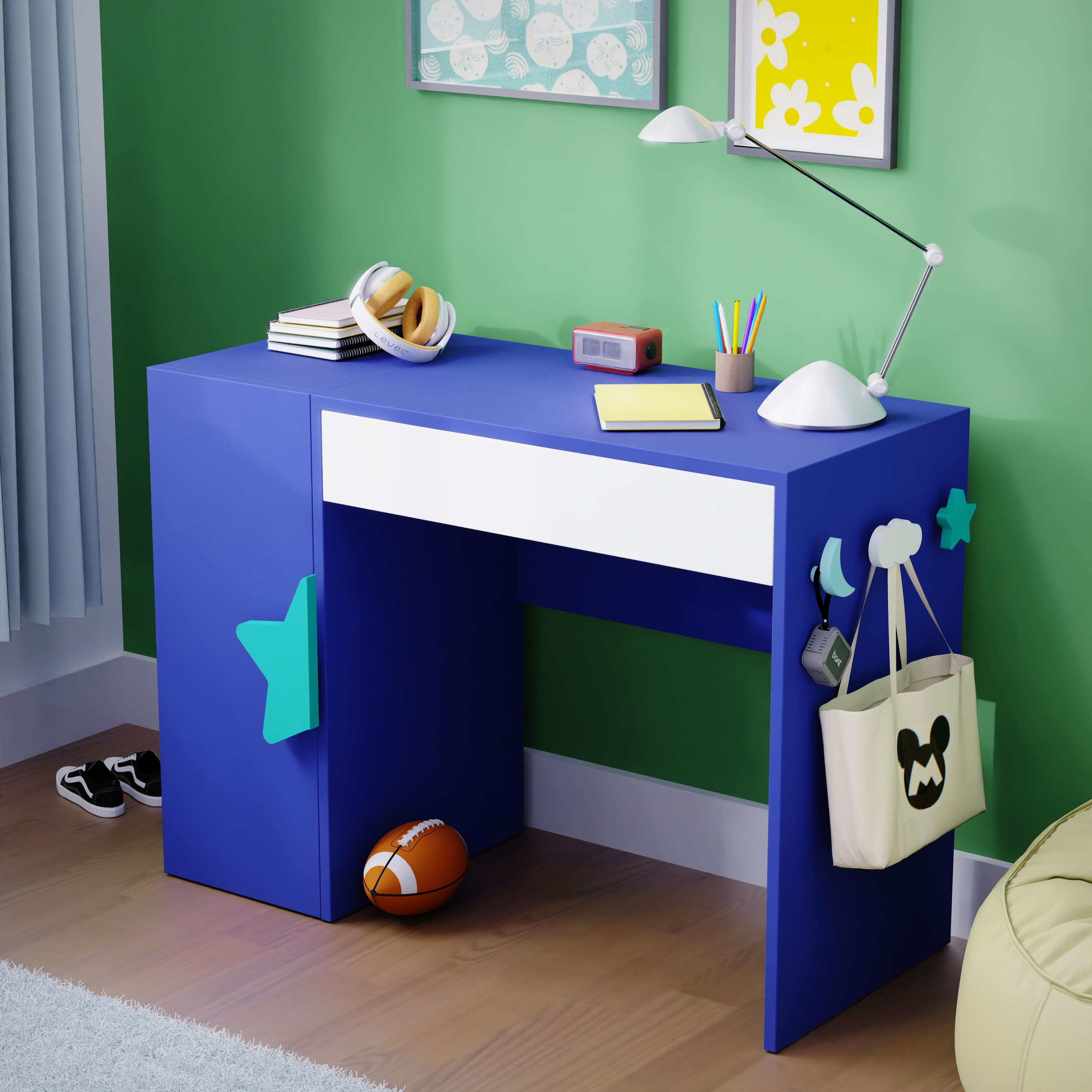 Curious Koala Study Table In Electric Blue Colour