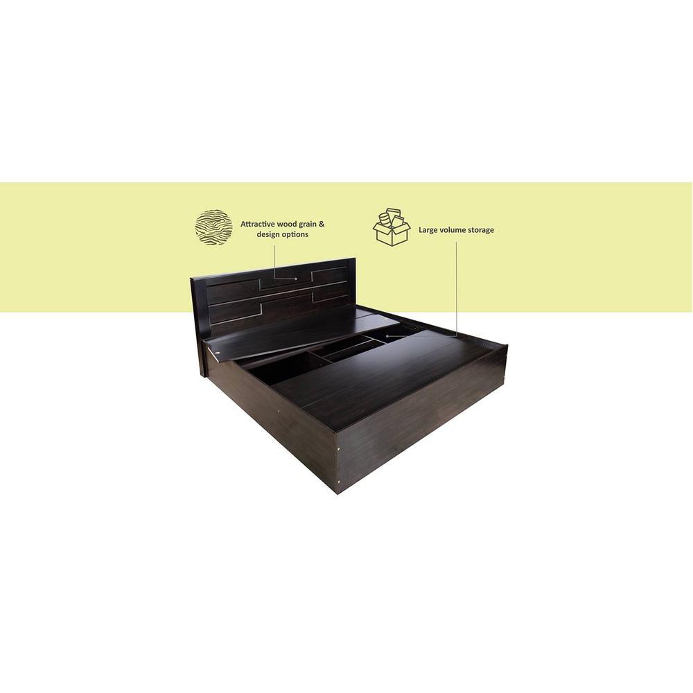 Taygete Solid Wood King Size Drawer Storage Bed In Melamine Finish