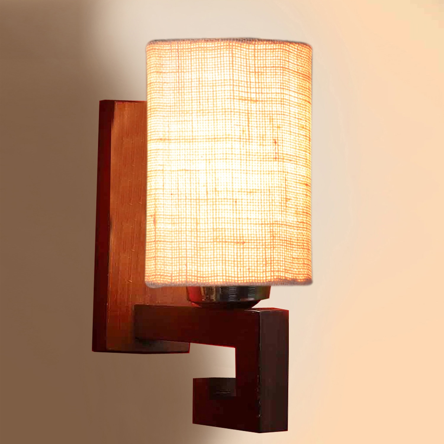 Devansh Solid Wood Electric Wall Light in White Colour with White Shade Count of 1 Light - Devansh