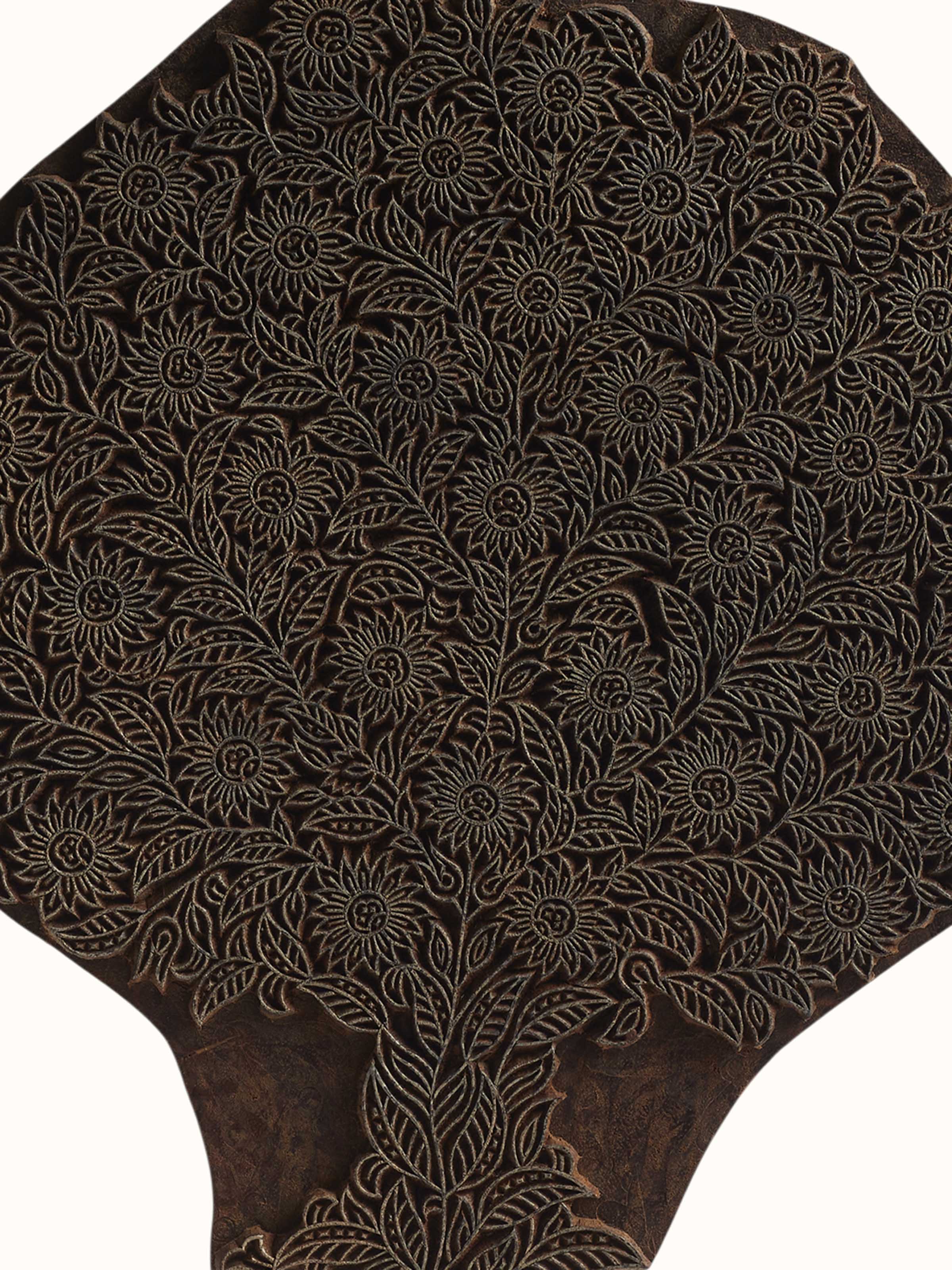 Detail shot of Sheesham Wood Carved Tree Wooden Block