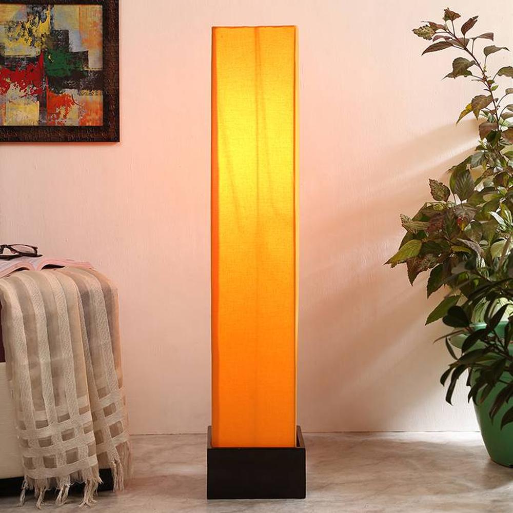 Cicely Yellow Cotton Shade Floor Lamp