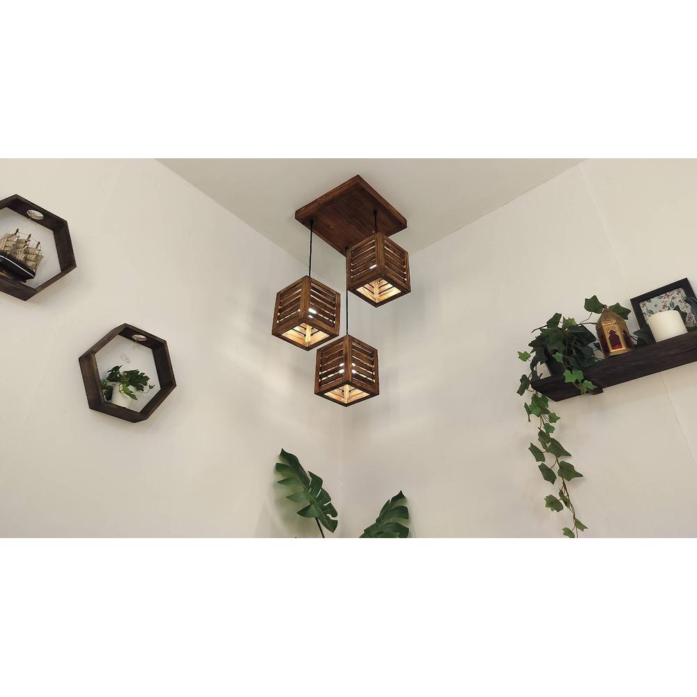 Lyon Brown Solid Wood Cluster Hanging Light