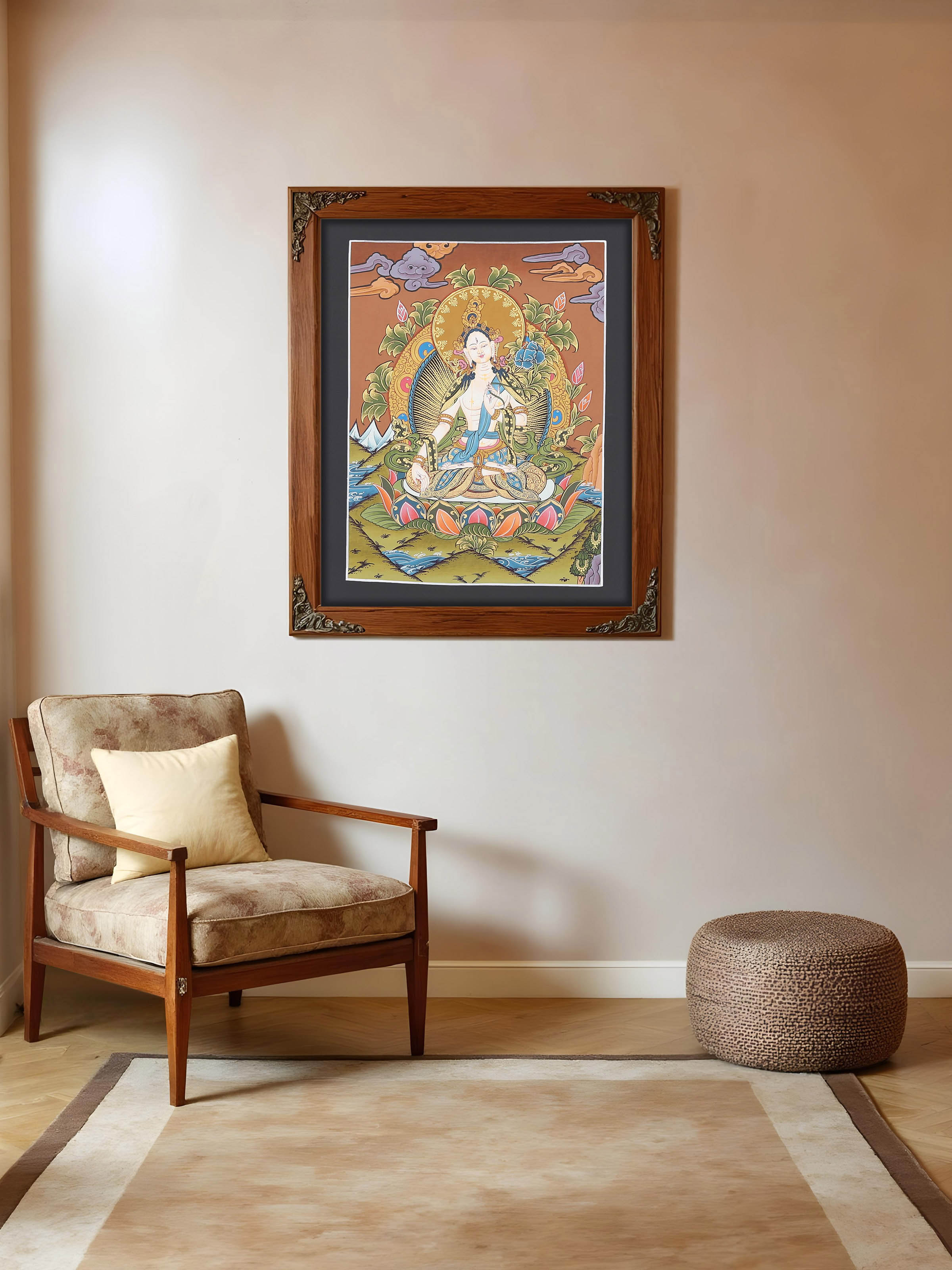White Tara Thangka Painting