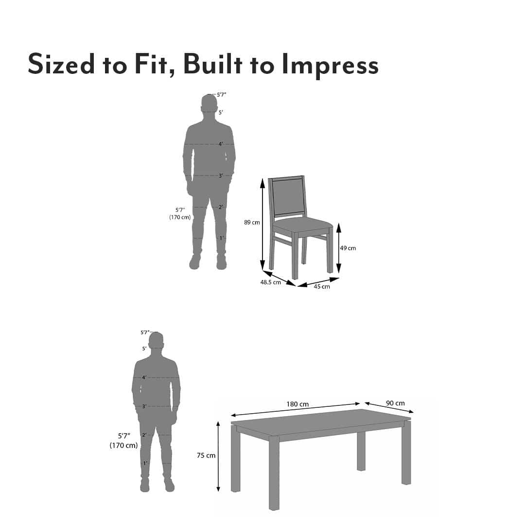 Atlas Solid Wood 6 Seater Dining Table with Atlas Dining chair Set