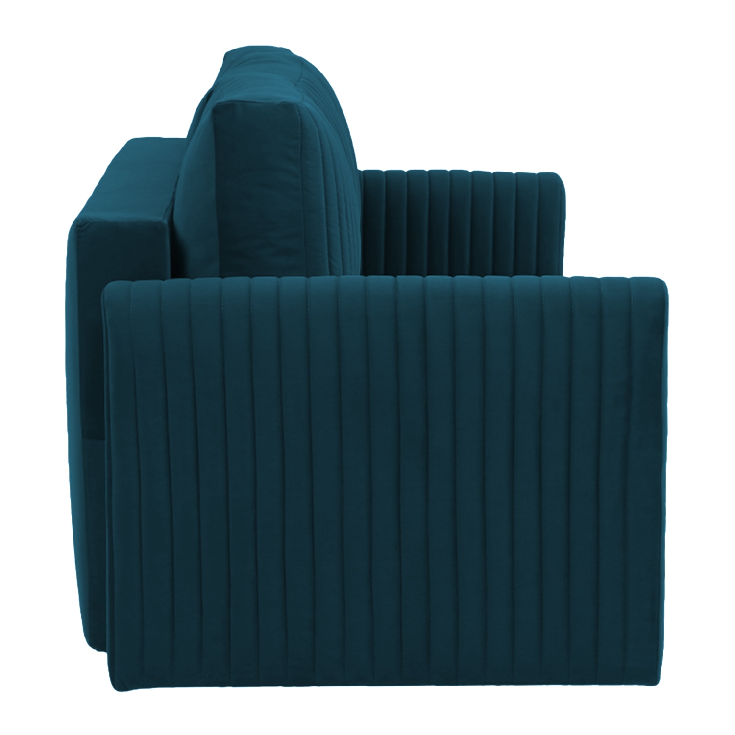 Melano 3 Seater Velvet Pull-Out Sofa Cum Bed in Teal Blue colour