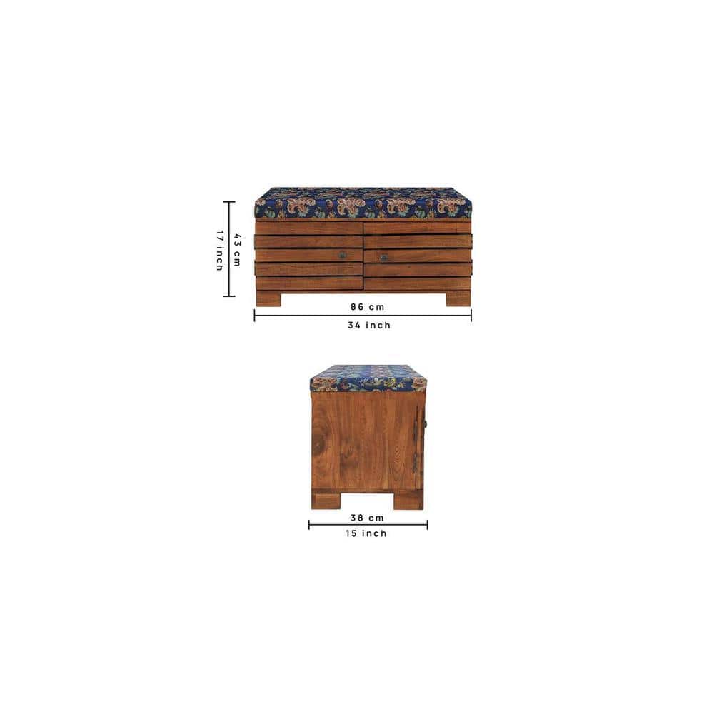 Liliana Shoe Rack With Seating In Honey Oak Finish