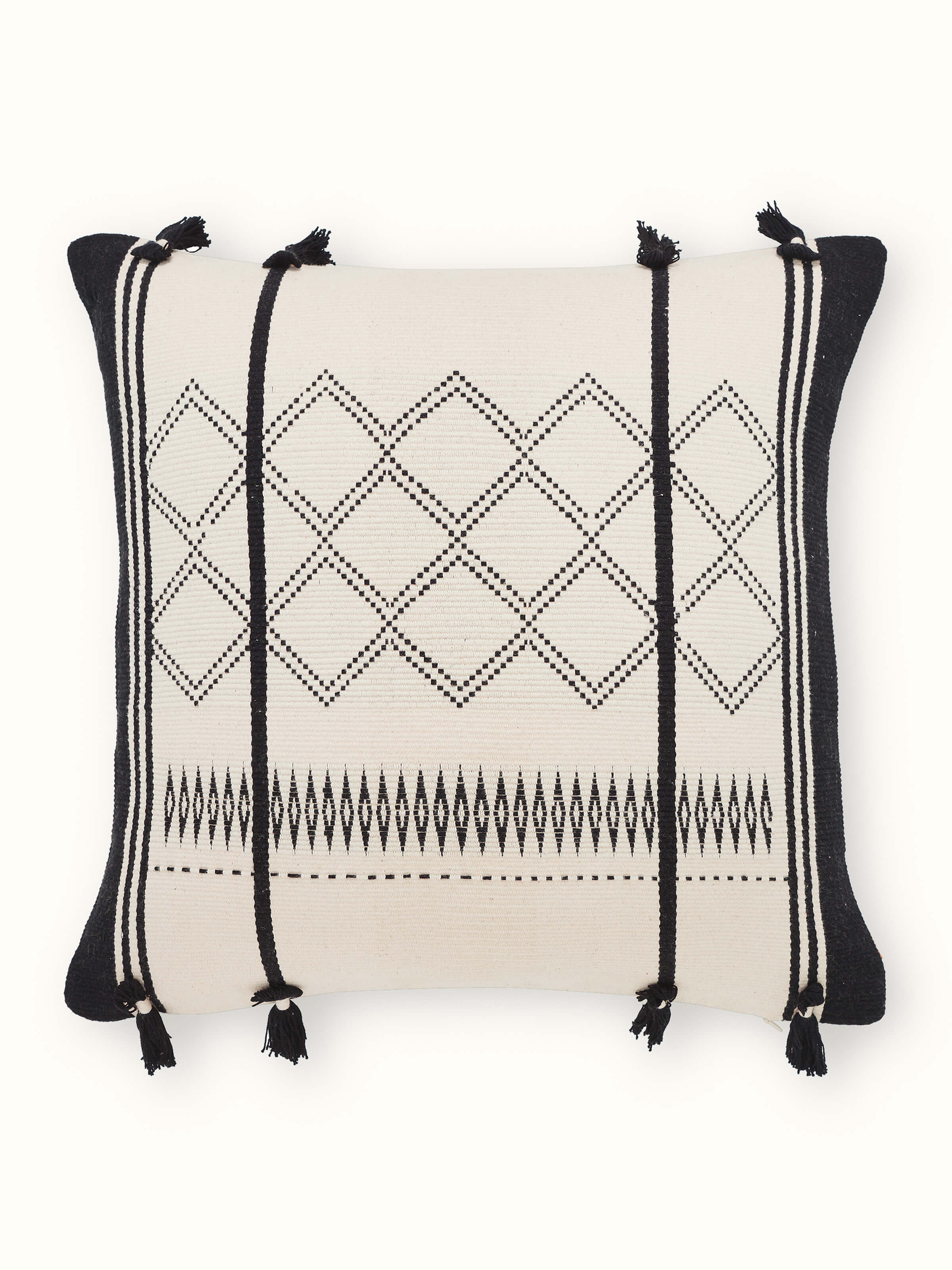 Ridhima Ivory Cotton Naga Handloom Cushion Cover