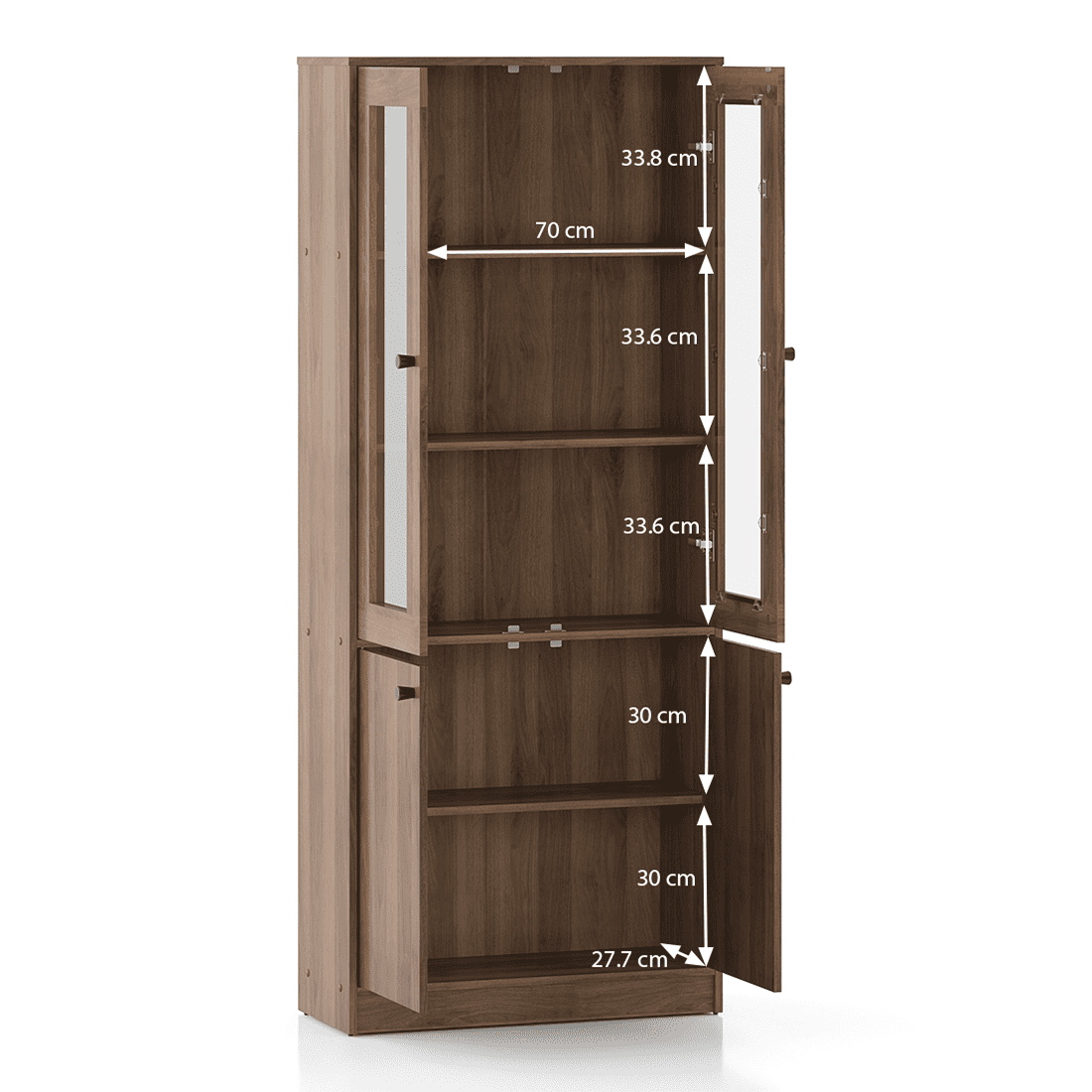 Oswald Glass cabinet in Classic walnut Finish