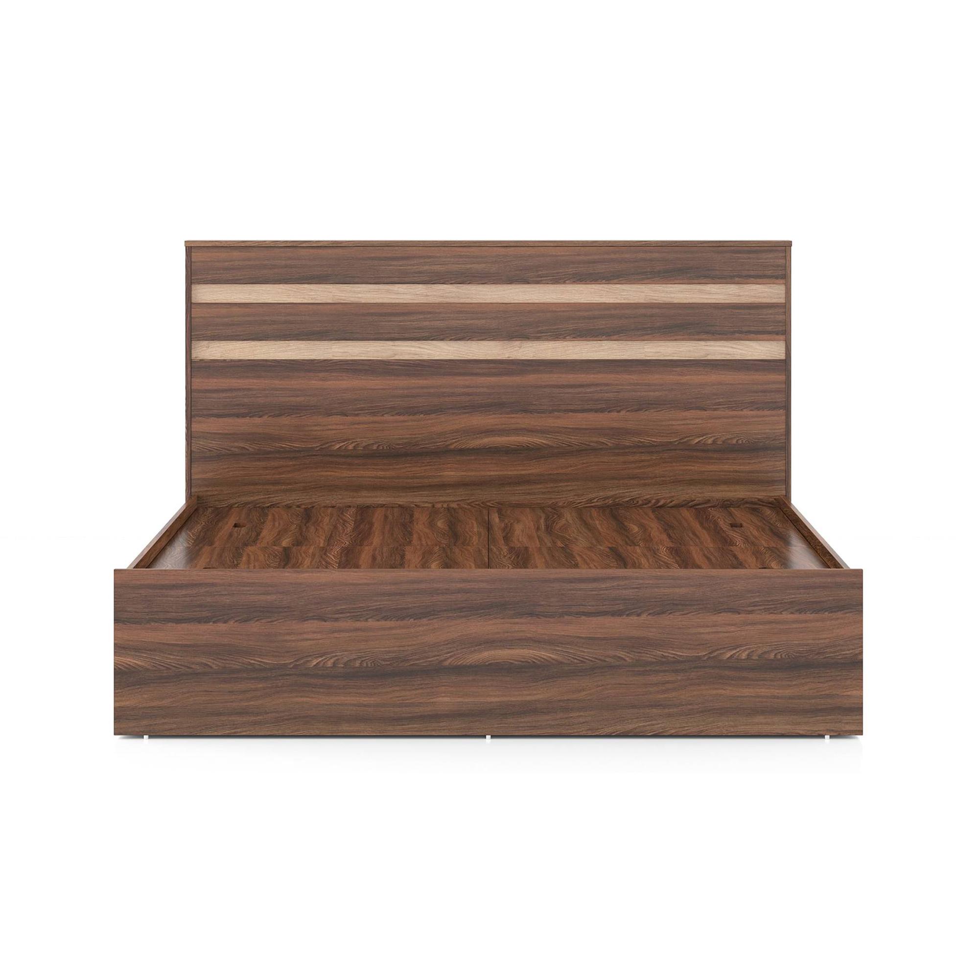 Rodrigues Queen Box Storage Bed in Rolex Brown Finish