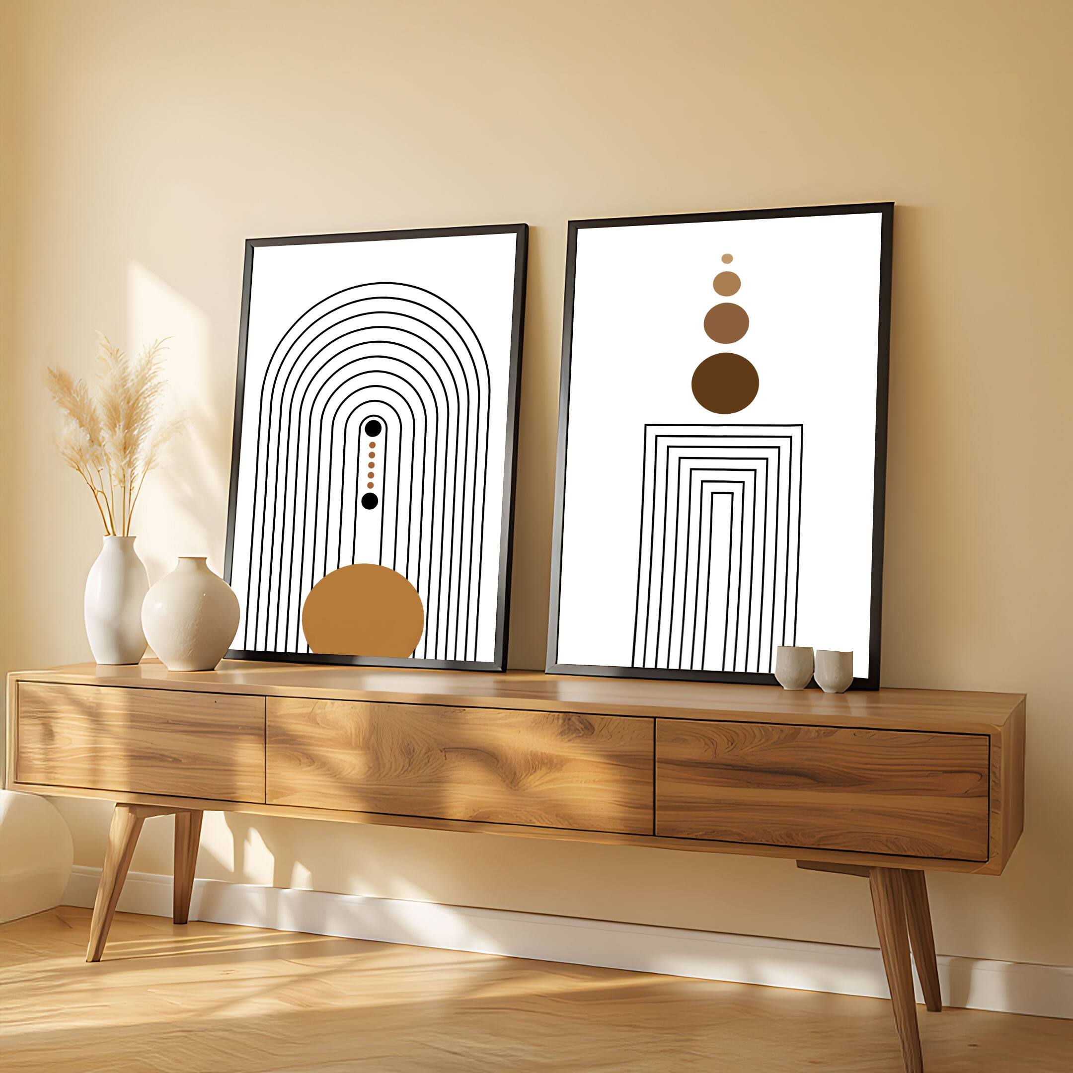 The Castle Decor Boho Abstract Botanical Wall Art Set of 2 Design 8 11x17 Inch - The Castle Decor