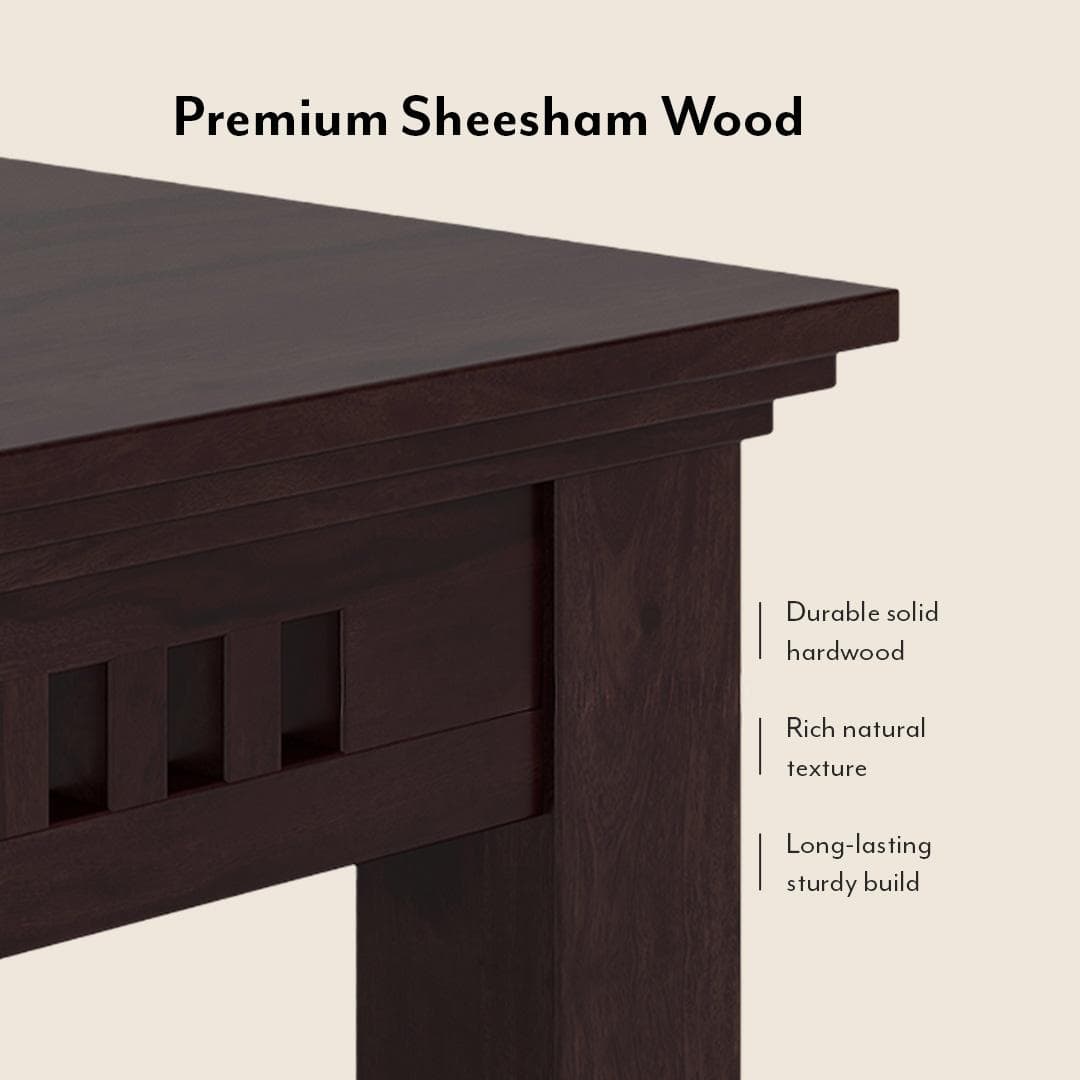 Fidora 4 Seater Dining Table With Set Of 4 Alaine Dining Chairs (Colour- Calico Floral Retreat & Pony Beige, Finish- Mahogany)