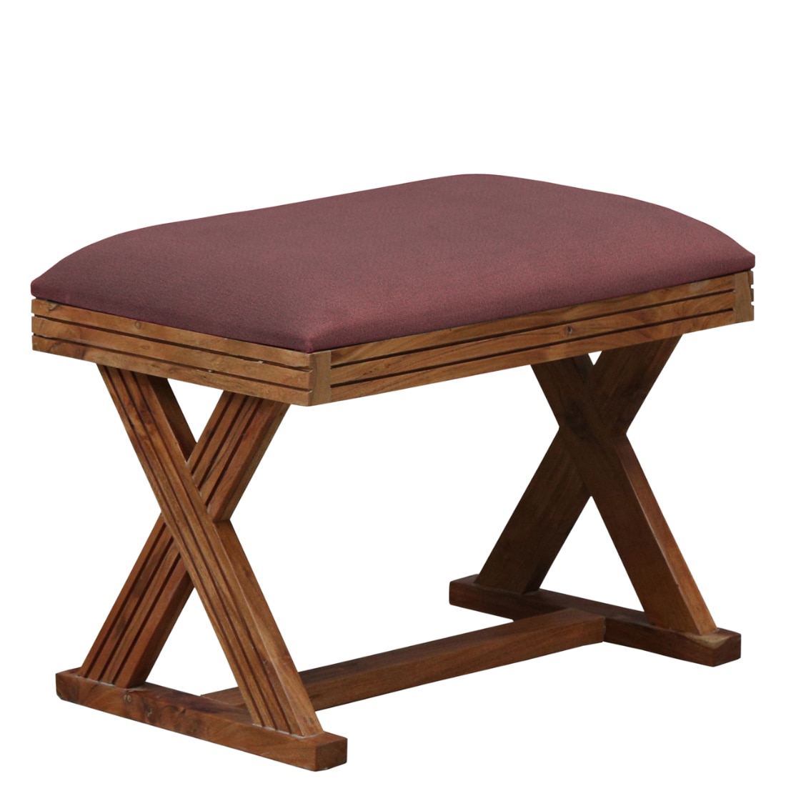 Calvefield Solid Wood Ottoman in Pink Fabric