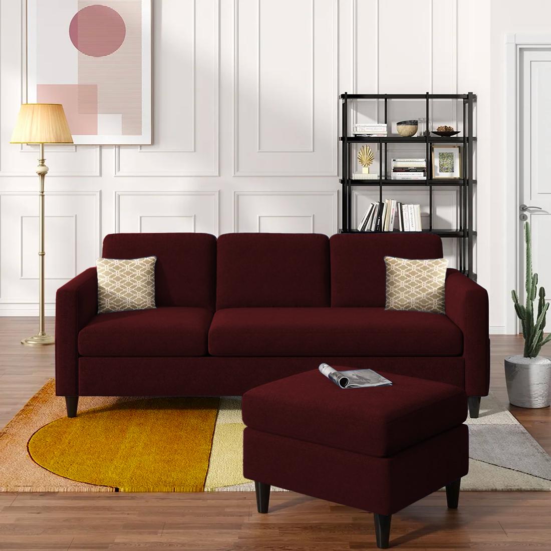 Monznij Sectional Fabric Sofa - Maroon
